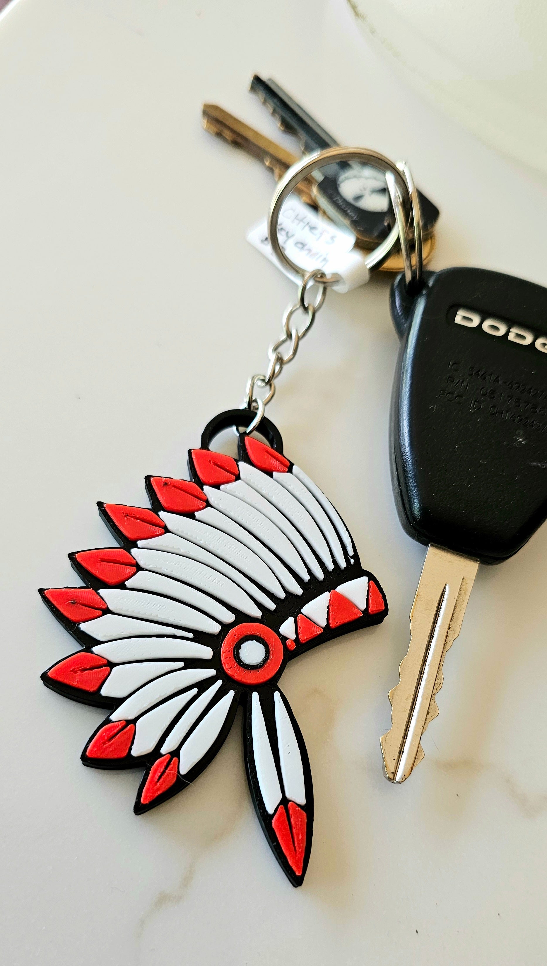 3D Print Chiefs Kc 15 Mahomes Kansas City Kelce Football Indian Headdress Keychain by Baha Ranch Western Wear