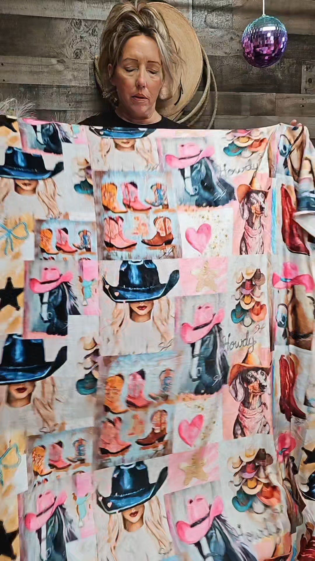 Baha Ranch Danilo Painted Cowgirl Collage Throw Blanket 60" x 80 Made in America by Baha Ranch Western Wear