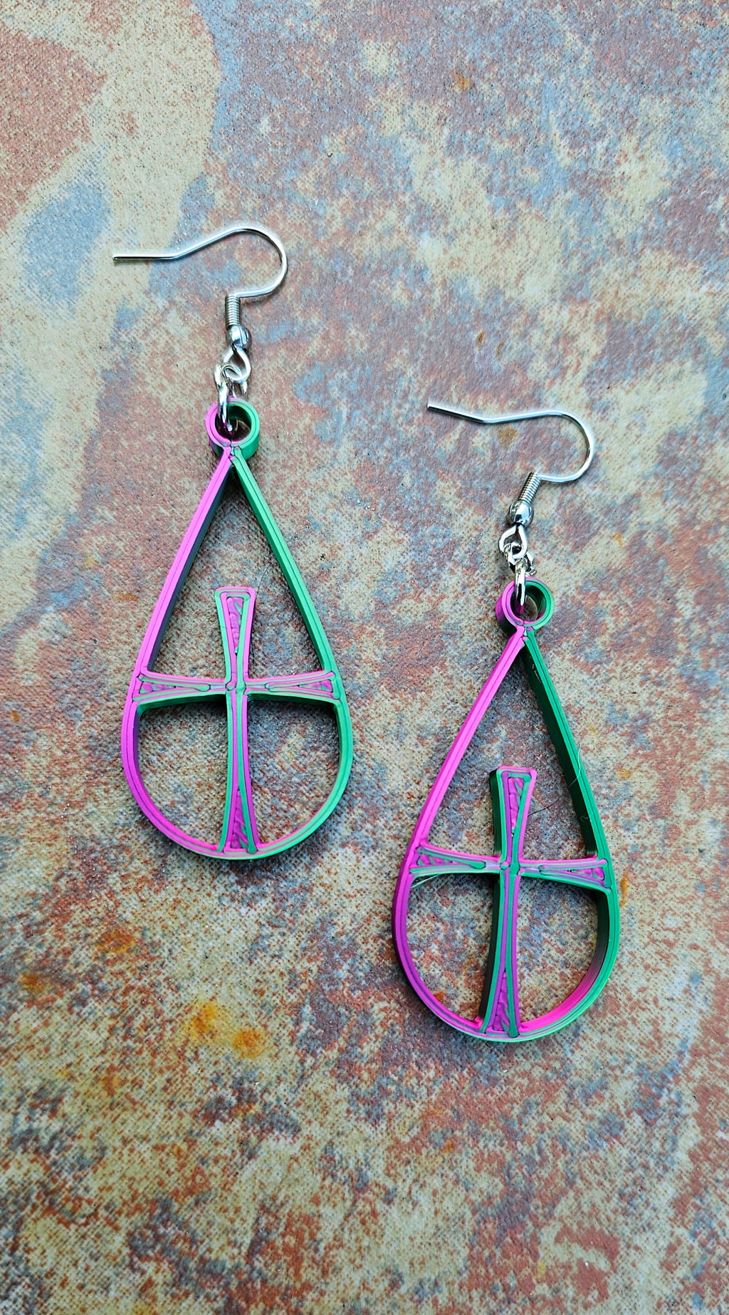 3D Print Christian Cross Faith Earrings Made in America by Baha Ranch Western Wear