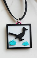 3D Print Picture Necklace on Deerskin Leather Western Bull Skull Desert Cactus Made in America by Baha Ranch Western Wear...