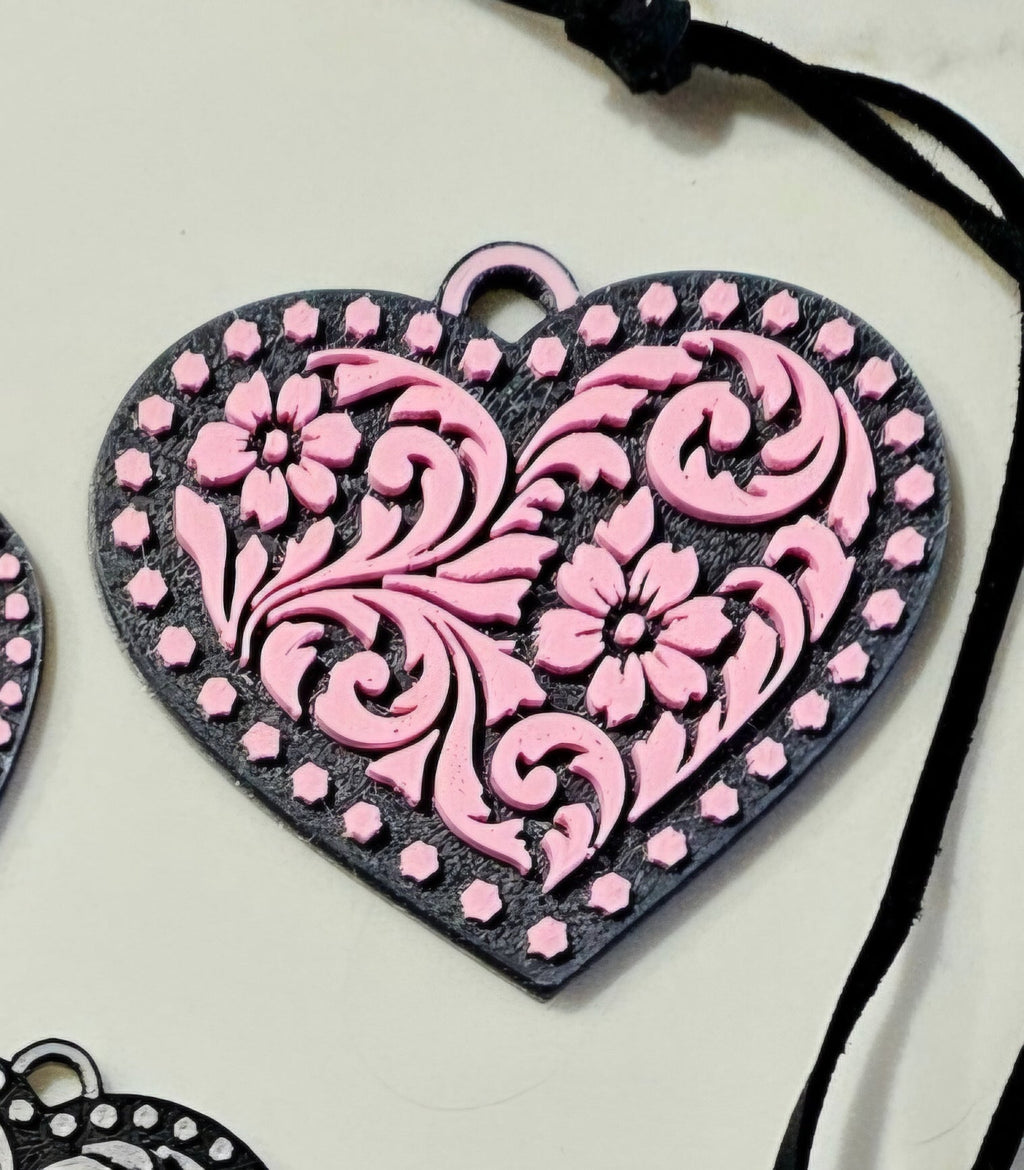 3d Printed Tooled Cowboy Cowgirl Heart Keychain or Purse Charm by Baha Ranch Western Wear - product image 5