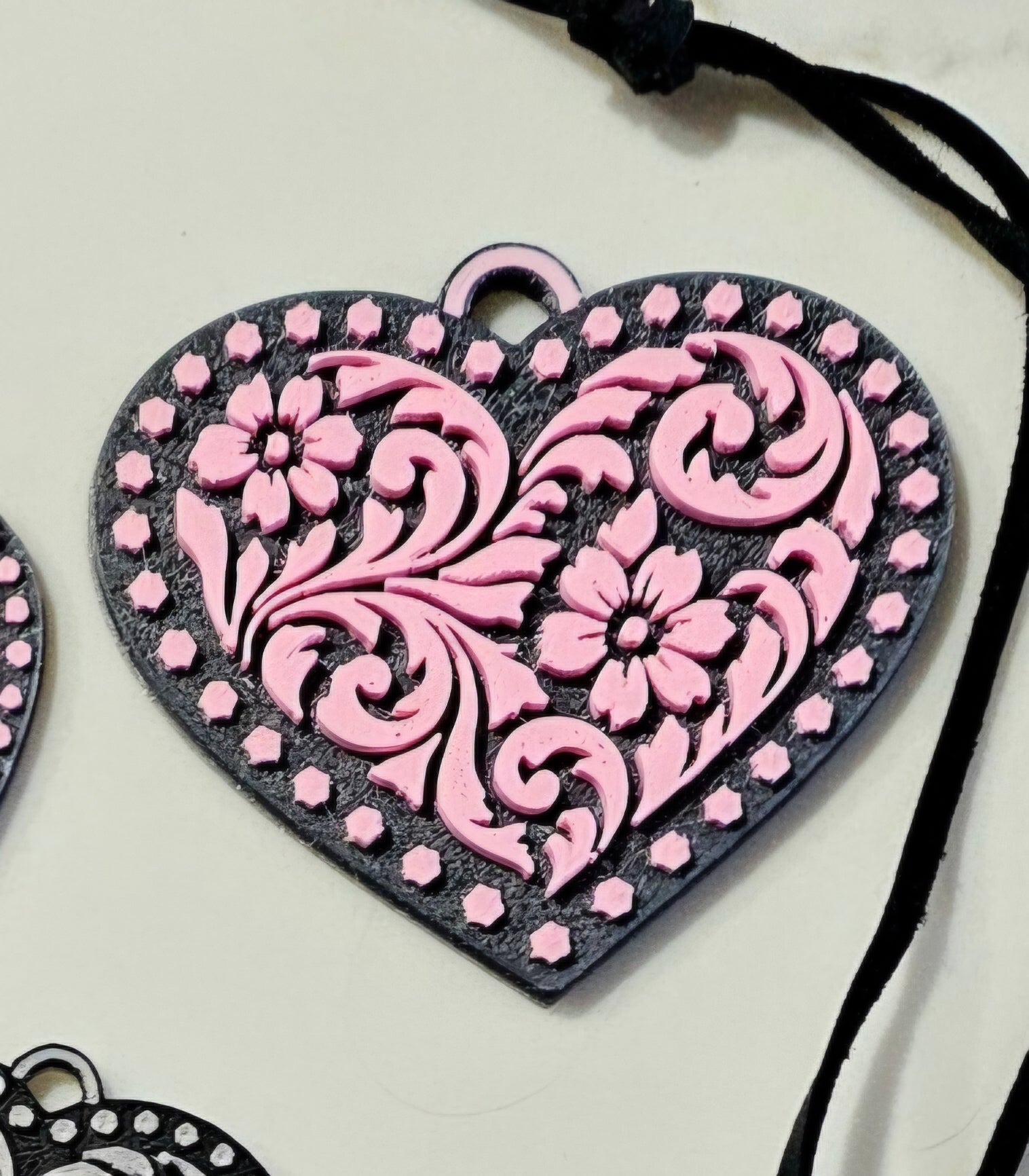 3d Printed Tooled Cowboy Cowgirl Heart Keychain or Purse Charm by Baha Ranch Western Wear - product image 5
