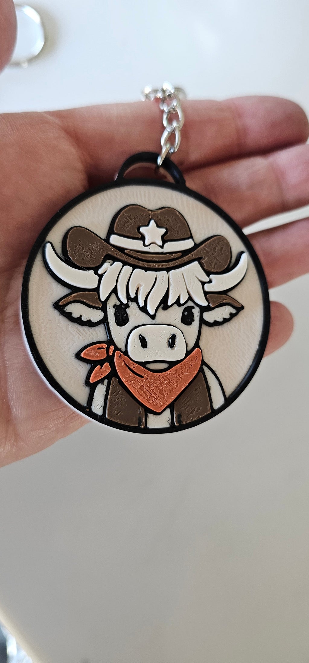 3d Western Cowgirl Cowboy Highland Cow Theme - Necklace, Purse Charm, Earrings, Keychain, Magnet by Baha Ranch Western...