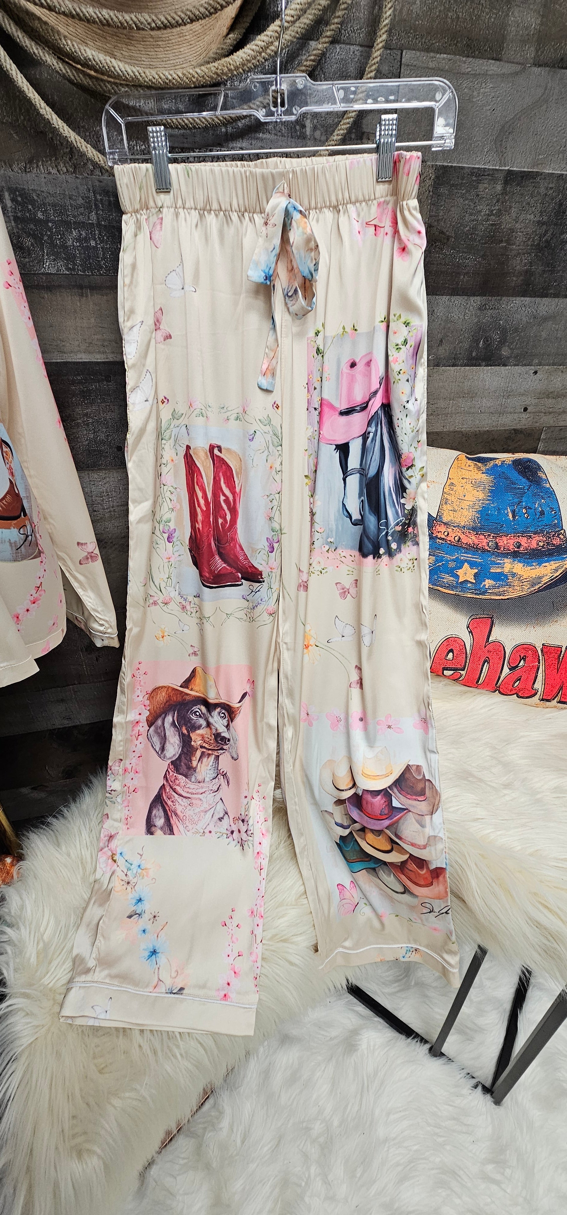 Baha Ranch Danilo Painted Cowgirl Satin Long Pajamas by Baha Ranch Western Wear - product image 7