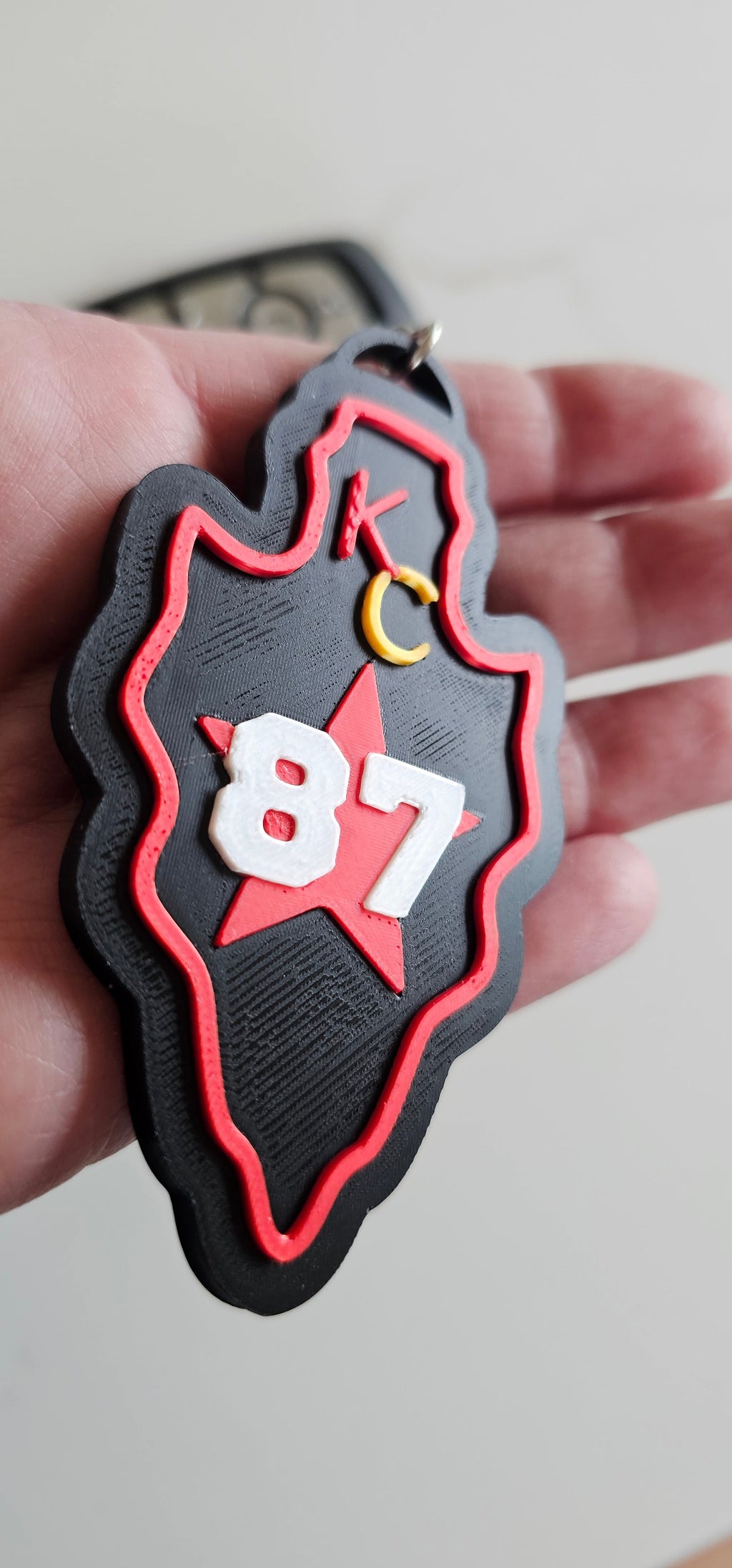 3D Print Chiefs Arrowhead Kc 15 Mahomes Kansas City 87 Kelce Football Keychain Made in America by Baha Ranch Western Wear...