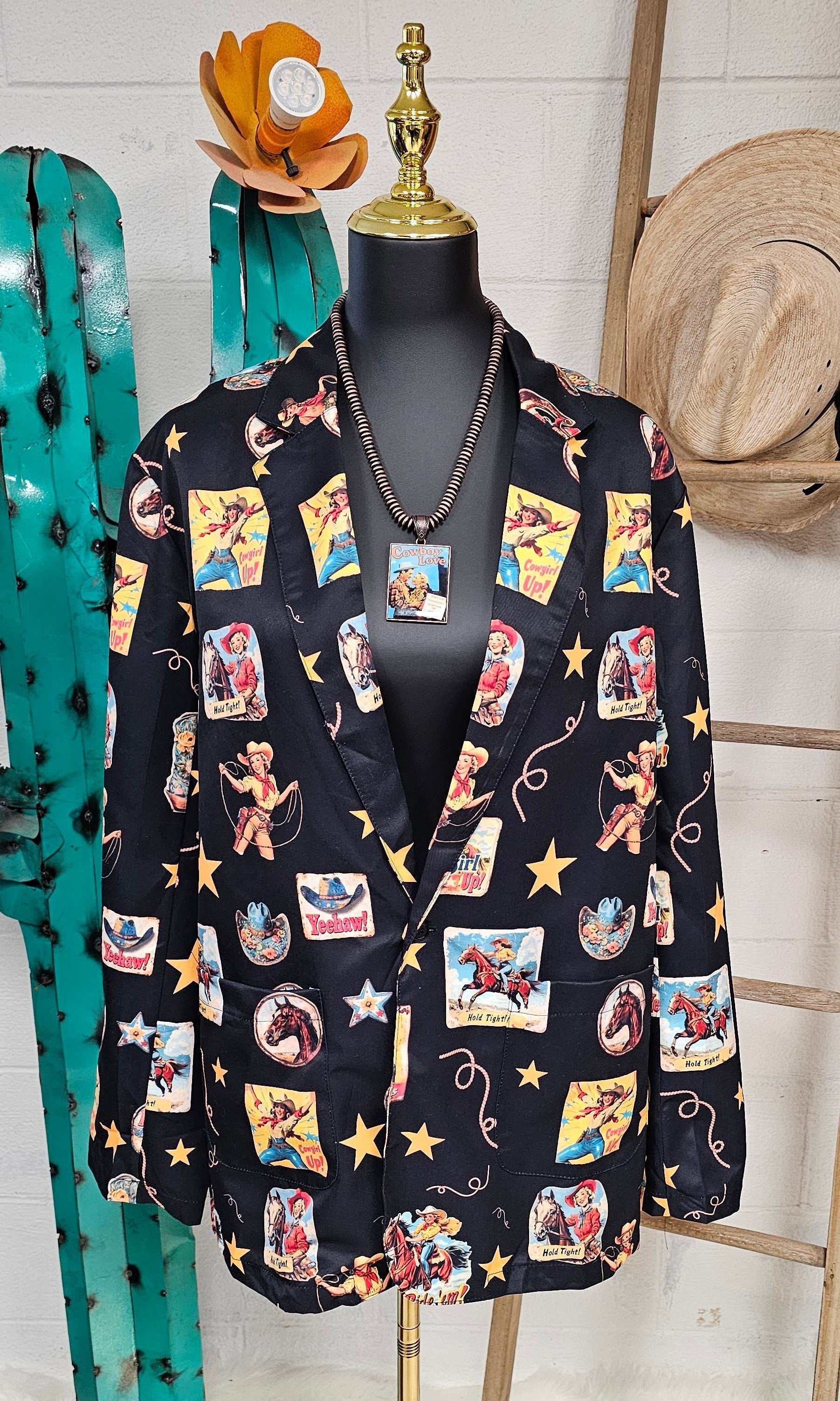 Baha Ranch Vintage Cowgirl Collage Western Blazer by Baha Ranch Western Wear