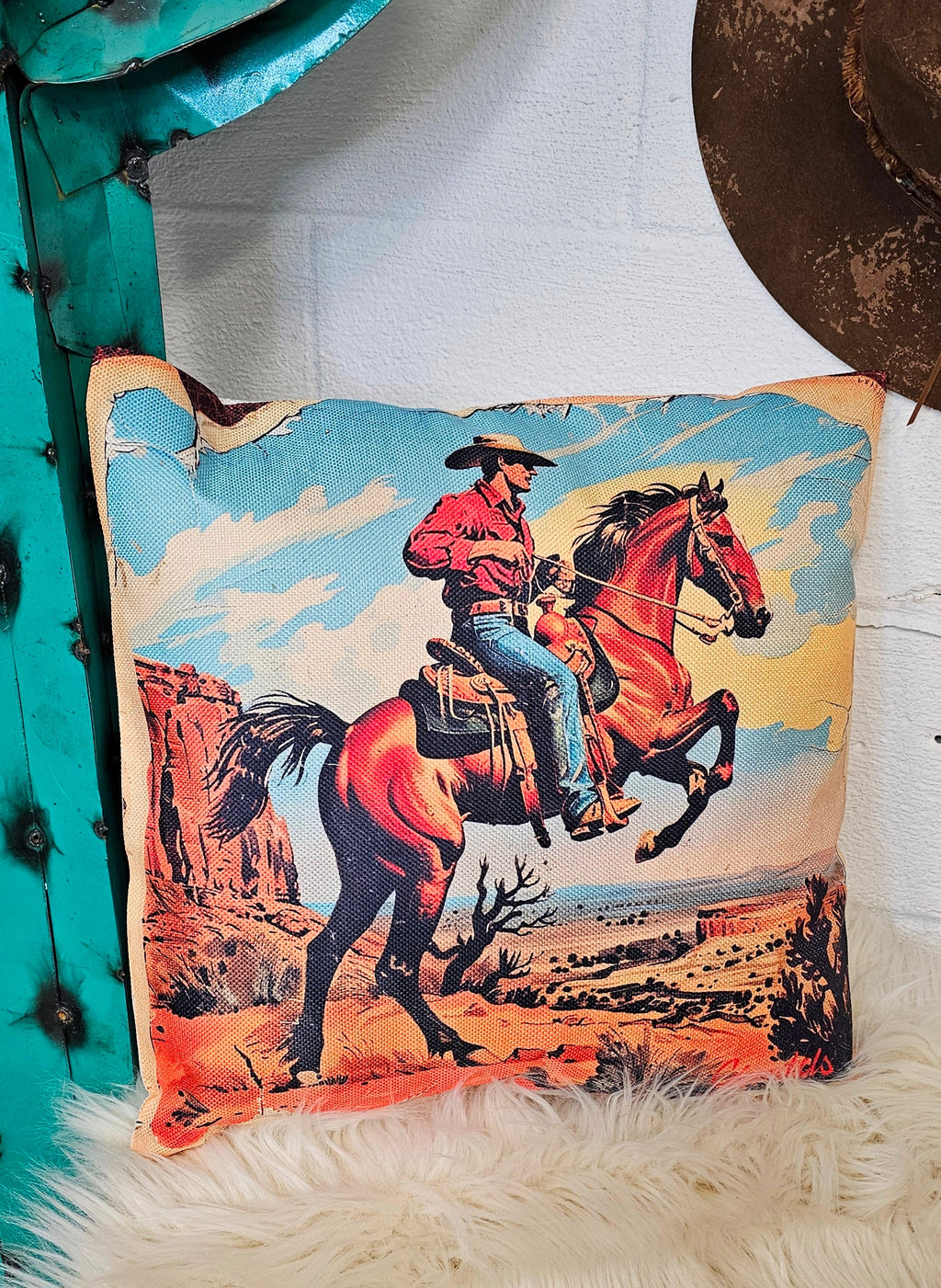 Baha Ranch Vintage Cowboy Pillow Case Made in America by Baha Ranch Western Wear