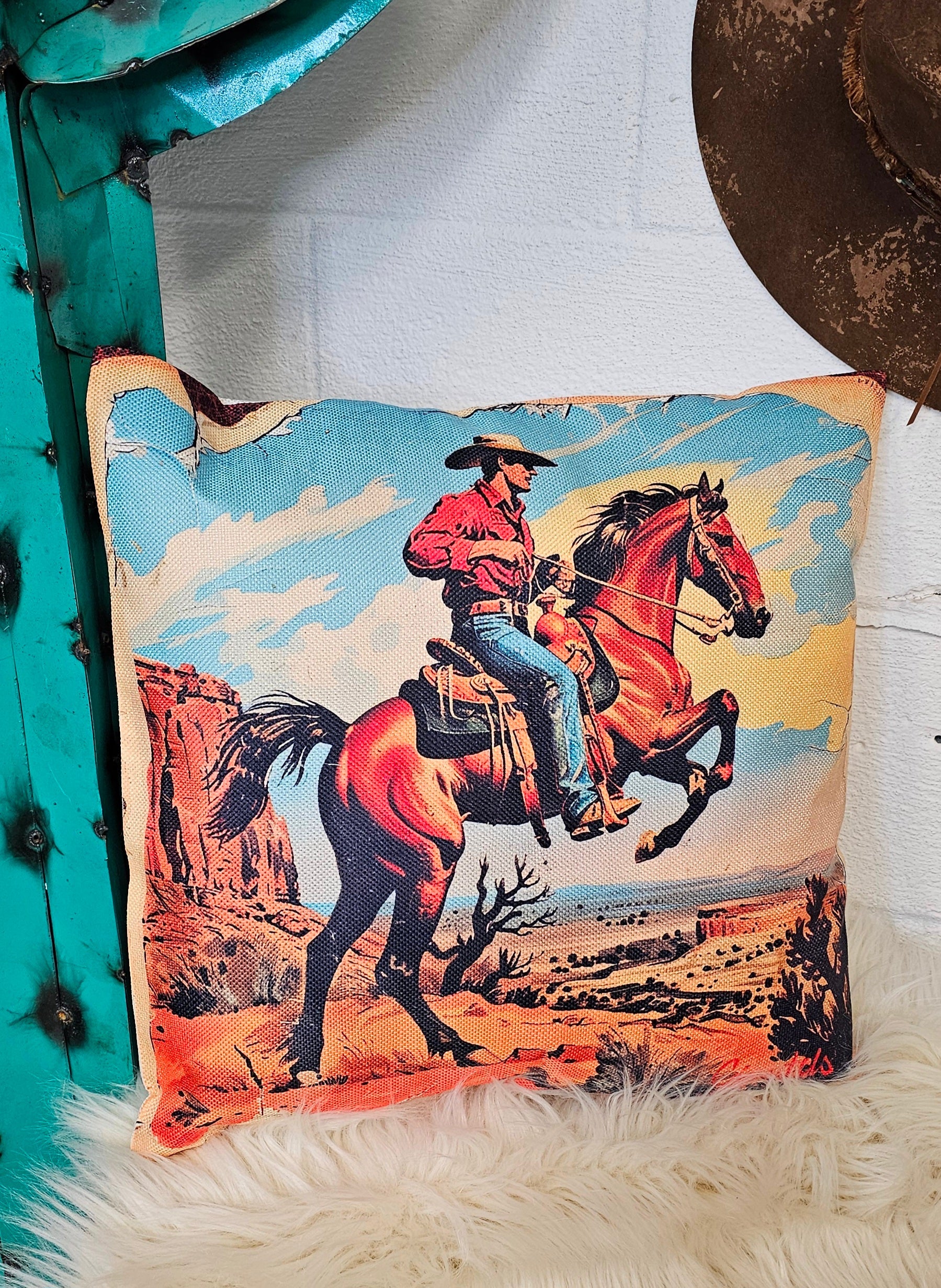 Baha Ranch Vintage Cowboy Pillow Case Made in America by Baha Ranch Western Wear