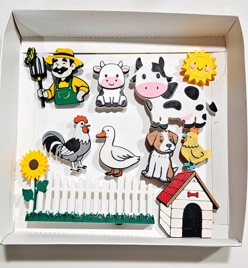 3D Hobby Farmer Cow Farm Animal Magnet Gift Set Made in America by Baha Ranch Western Wear