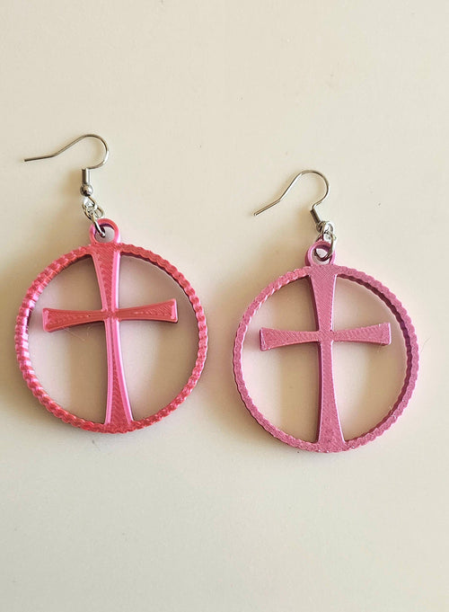 3D Print Christian Cross Faith Earrings Made in America by Baha Ranch Western Wear