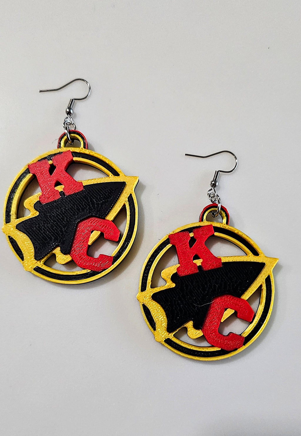 3D Print Kansas City Arrowhead Football Chiefs Earrings Made in America by Baha Ranch Western Wear