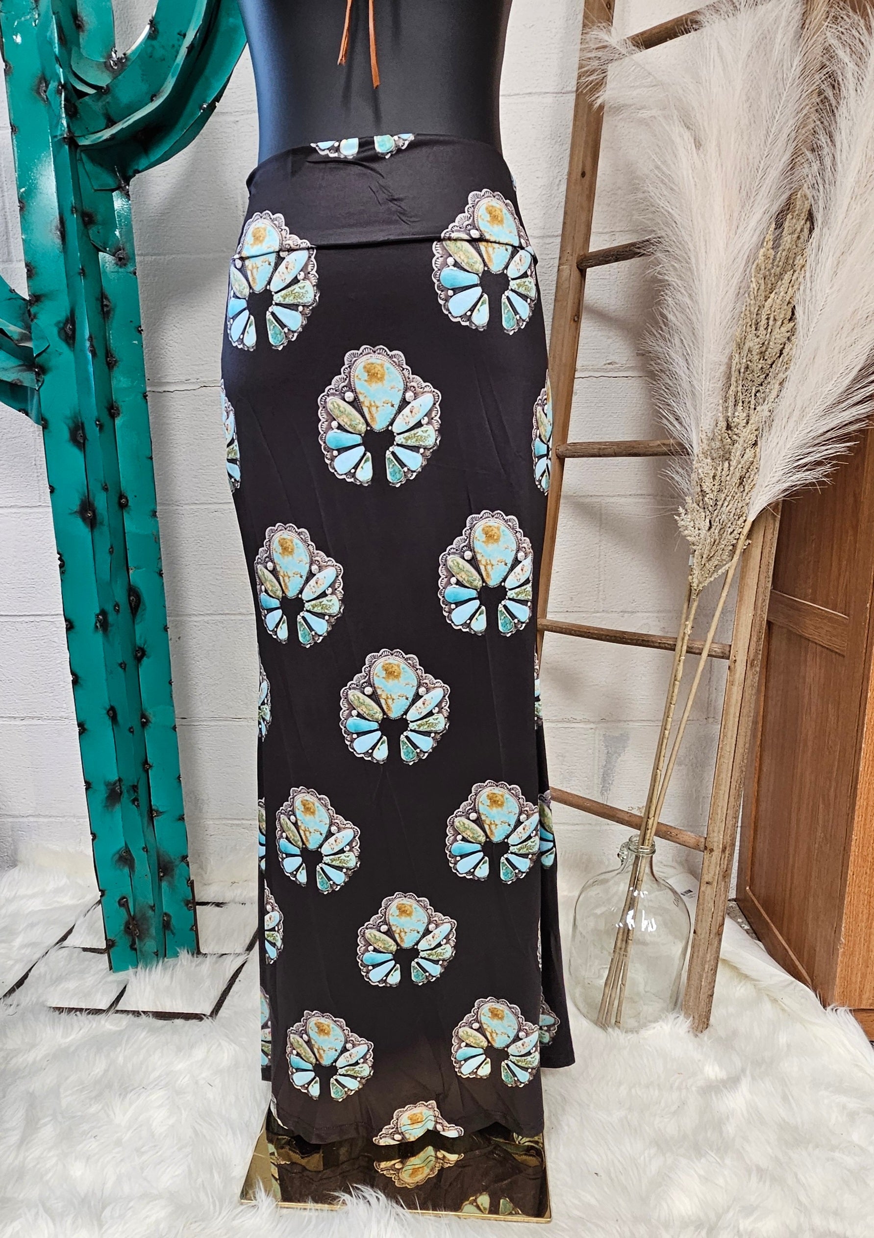 Baha Ranch Turquoise Naja Maxi Skirt by Baha Ranch Western Wear