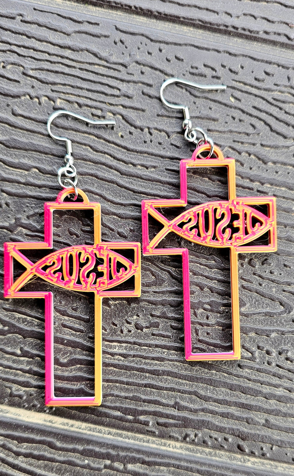 3D Print Christian Cross Faith Earrings Made in America by Baha Ranch Western Wear - product image 2