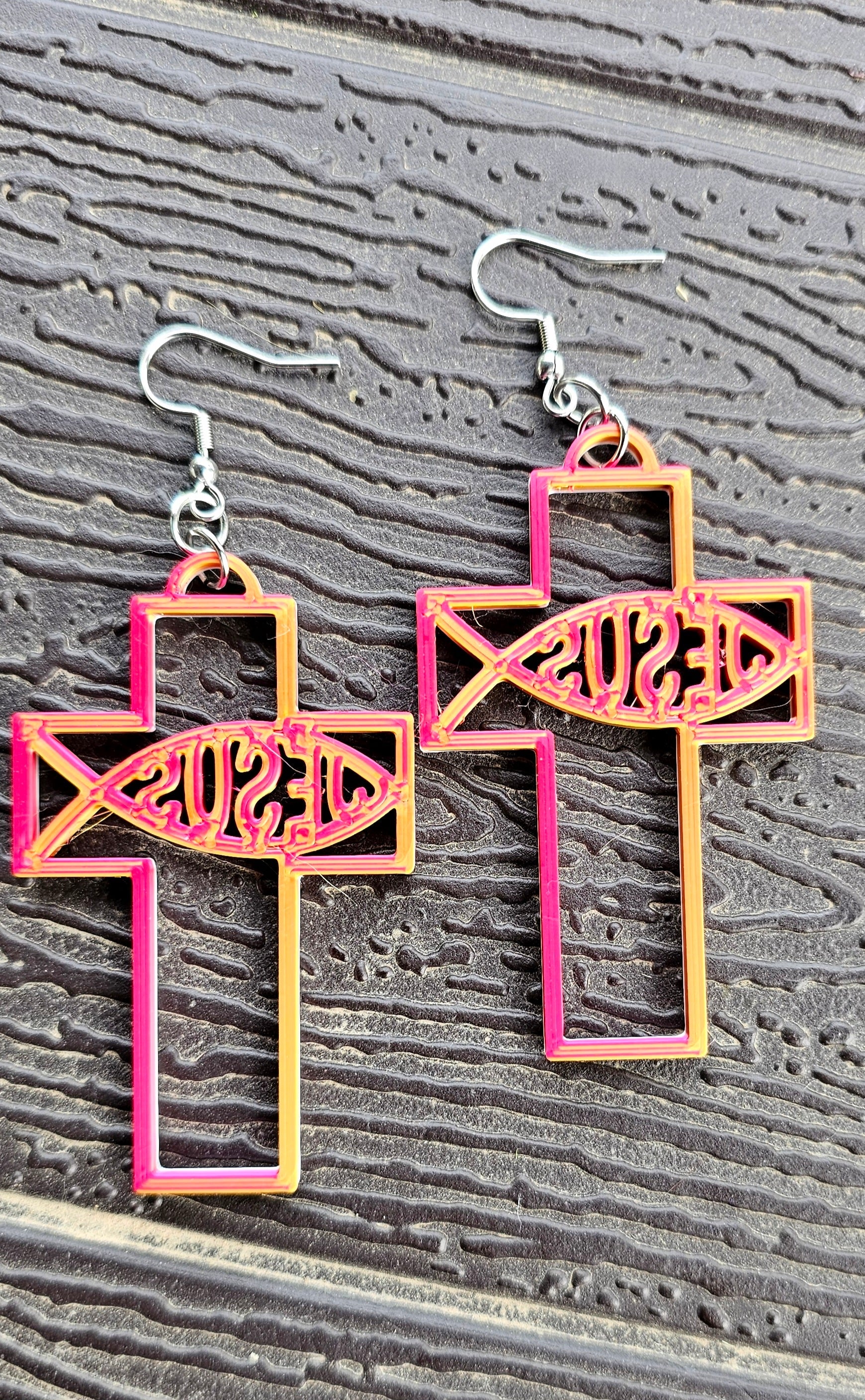 3D Print Christian Cross Faith Earrings Made in America by Baha Ranch Western Wear - product image 2