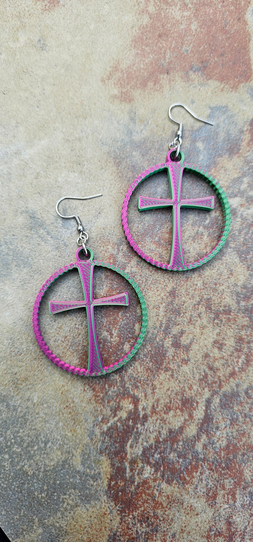 3D Print Christian Cross Faith Earrings Made in America by Baha Ranch Western Wear