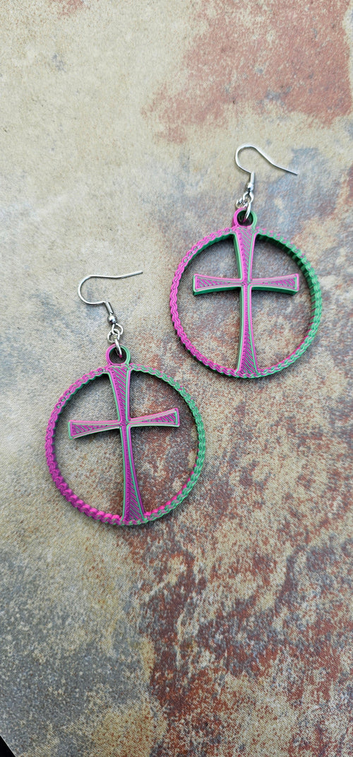 3D Print Christian Cross Faith Earrings Made in America by Baha Ranch Western Wear