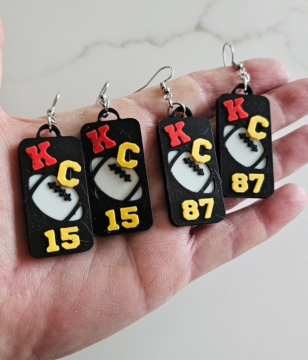 3D Print KC Chiefs Player Number Football Earrings choice of number by Baha Ranch Western Wear - product image 4