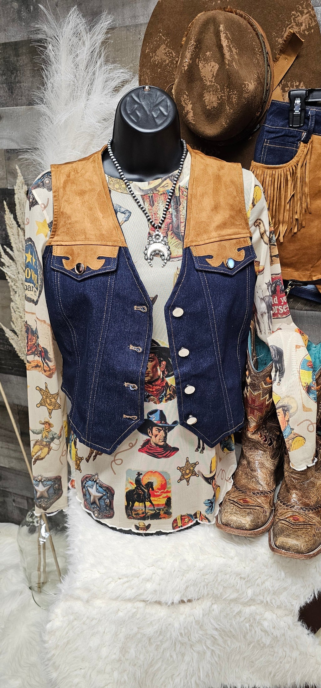 Giddy Up Cowgirl Fringe Vest Shorts Set Outfit by Baha Ranch Western Wear - product image 13