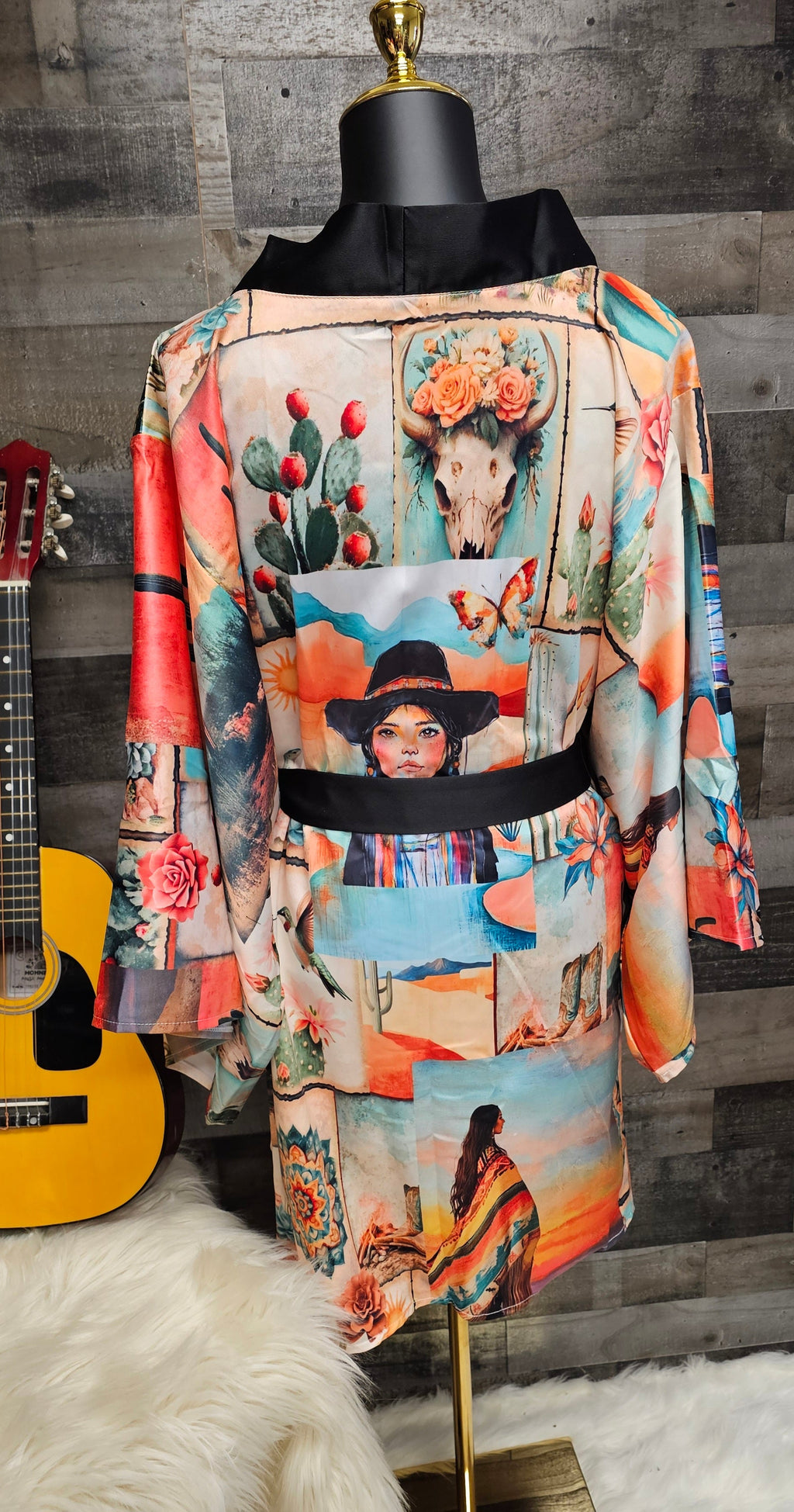 Baha Ranch Colores de Mexico Pictures of the Southwest Satin Kimono Sleeve Robe by Baha Ranch Western Wear - product image 7