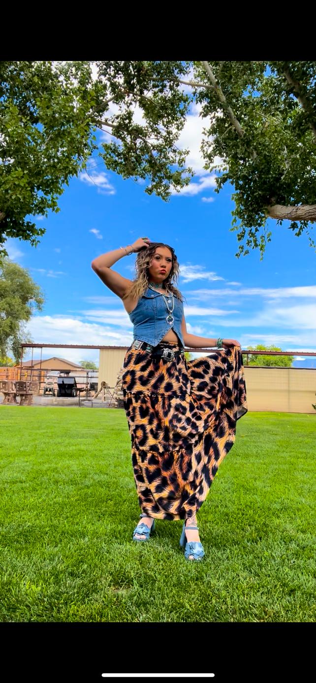 Baha Ranch Retro Pop Western Leopard Print Maxi Prairie Skirt by Baha Ranch Western Wear - product image 8