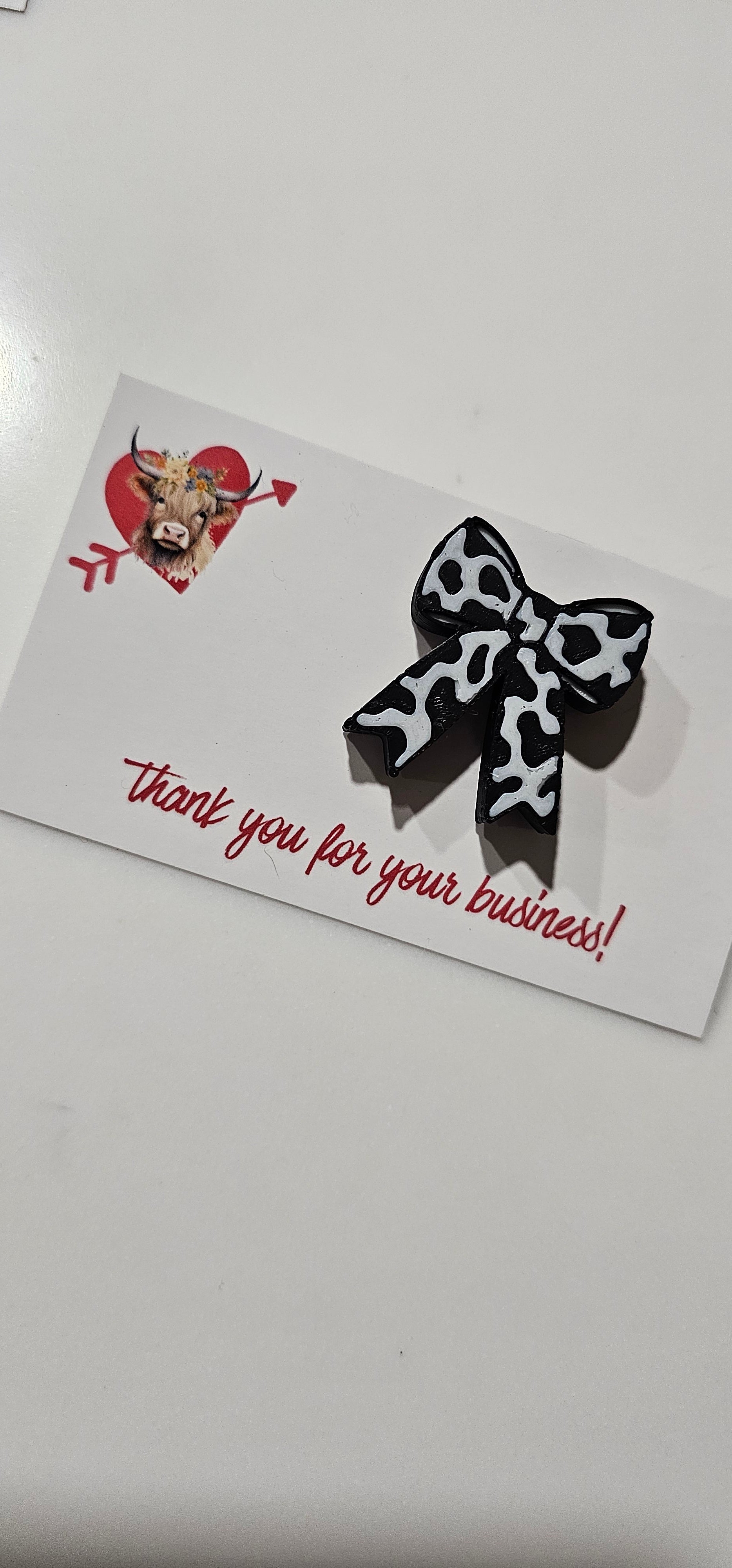 Bag of 25 -Boutique 3d Printed Package Inserts Cow Print Bows Pins or Earrings Made in America by Baha Ranch Western Wear...