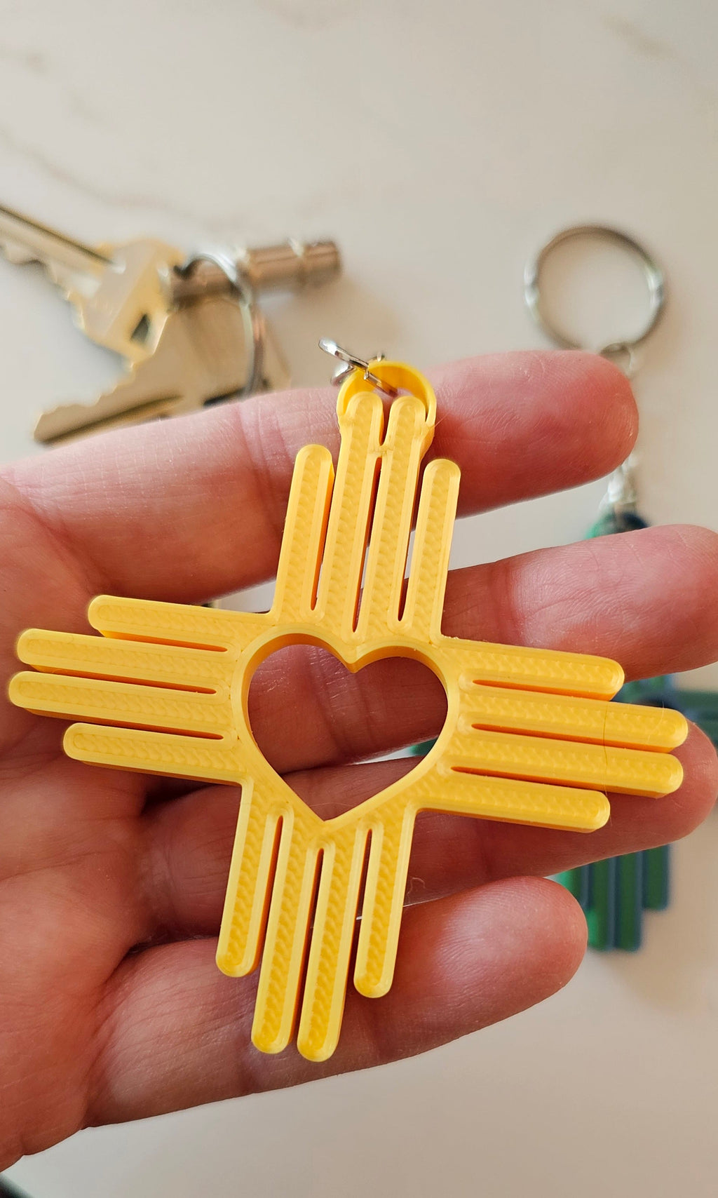 3D Print New Mexico Zia Heart Keychain Made in America by Baha Ranch Western Wear - product image 2