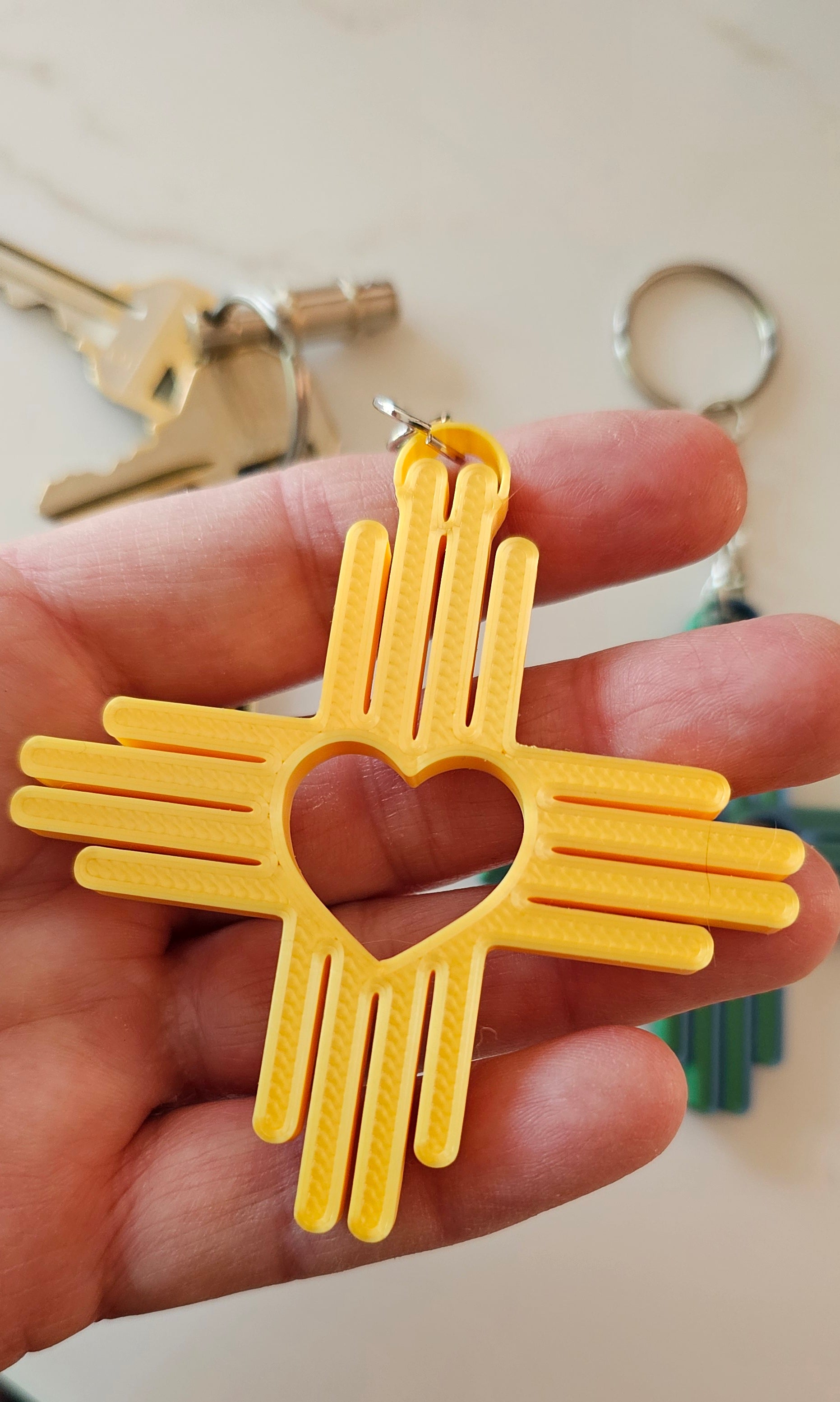 3D Print New Mexico Zia Heart Keychain Made in America by Baha Ranch Western Wear - product image 2