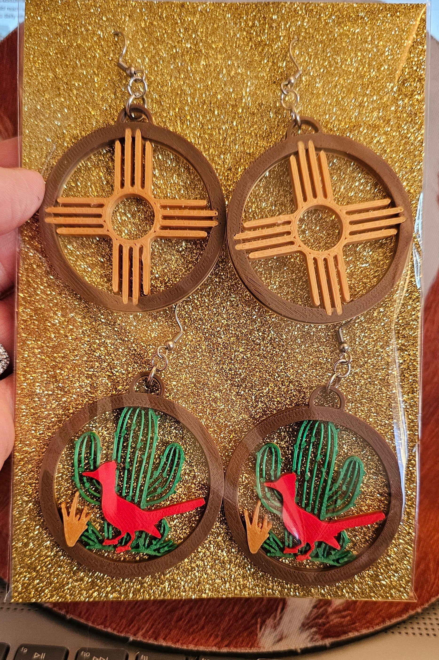 3D Print Zia New Mexico Cactus Earrings Made in America by Baha Ranch Western Wear - product image 2