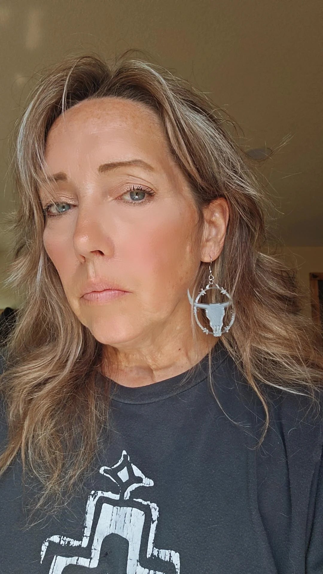 3D Print Longhorn Texas Ranch Western Barbwire Lightweight Earrings Made in America by Baha Ranch Western Wear - product...