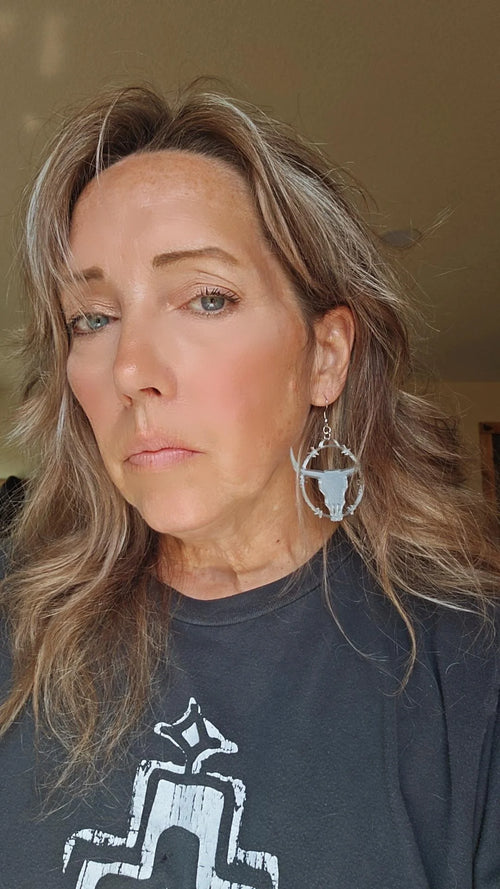 3D Print Longhorn Texas Ranch Western Barbwire Lightweight Earrings Made in America by Baha Ranch Western Wear - product...