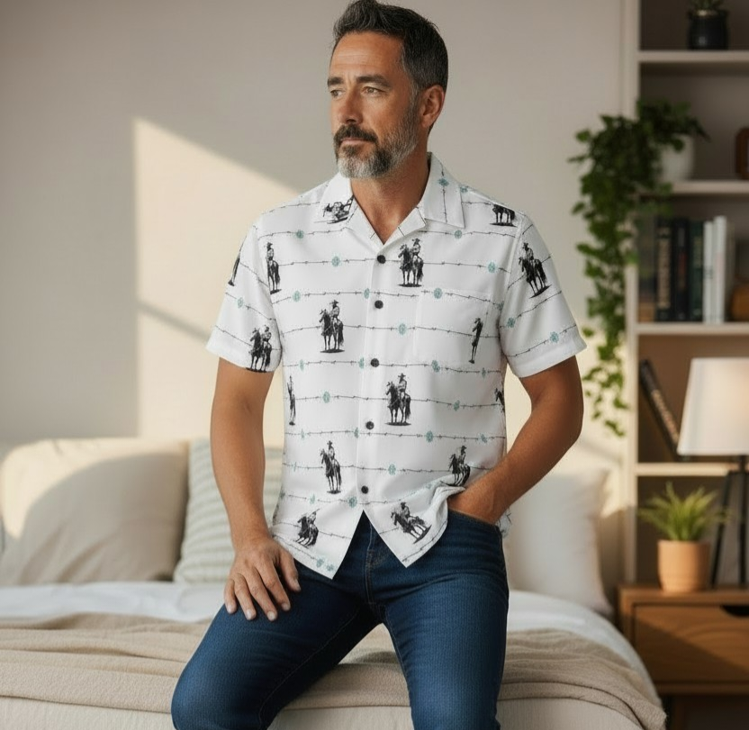 Baha Ranch Saddle Up Western Hawaiian Shirt Made in America by Baha Ranch Western Wear - product image 2