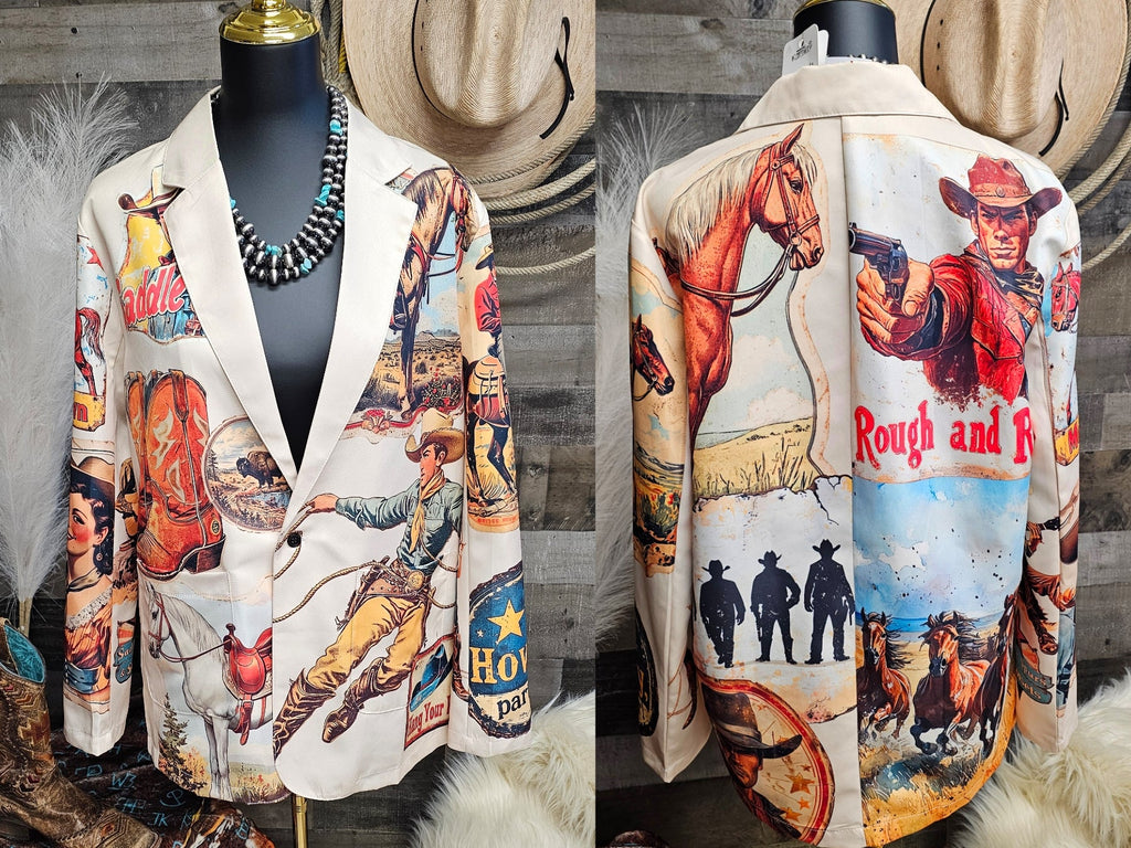 Baha Ranch Old West Cowboy Western Cowgirl Vintage Retro Women's Blazer by Baha Ranch Western Wear