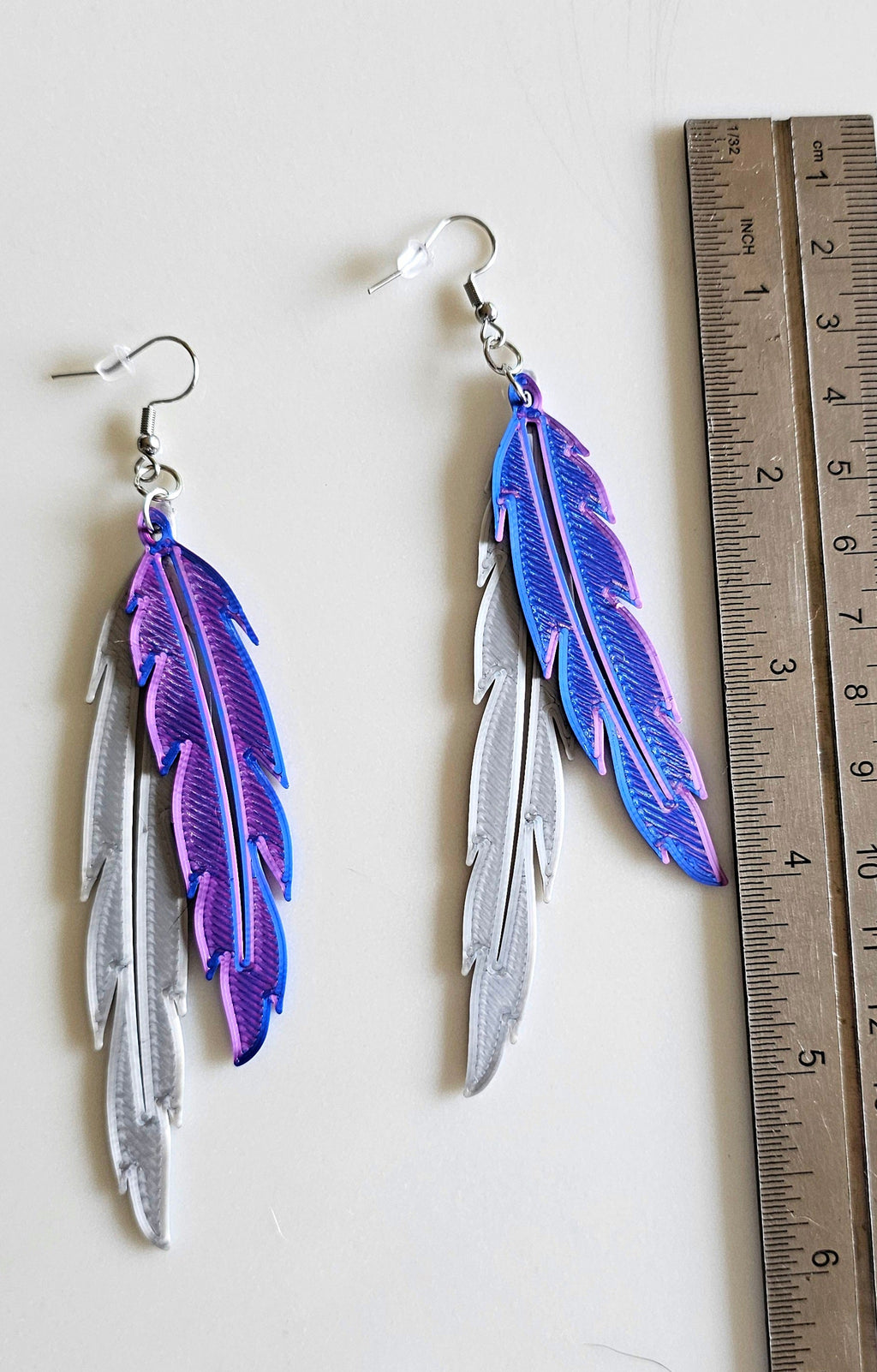 3D Print Double Feather Boho Earrings Made in America by Baha Ranch Western Wear - product image 3