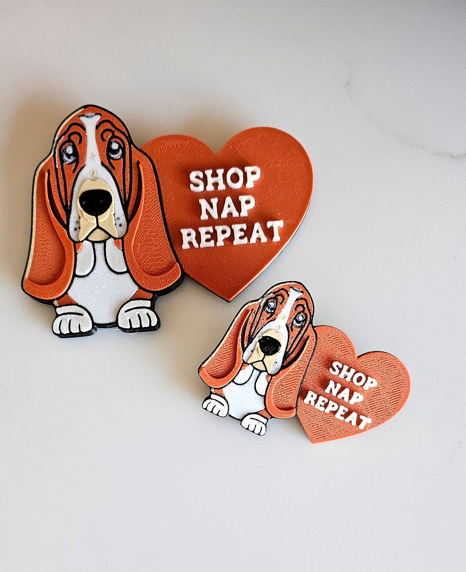 3d Print Basset Hound Cute Funny Shopping Hat Pin or Magnet by Baha Ranch Western Wear