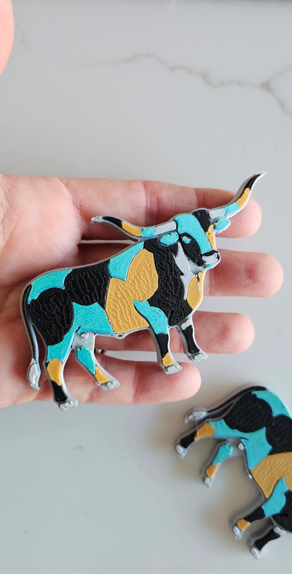 Baha Ranch 3D Print Turquoise Longhorn Made in America Keychain Magnet Purse Charm by Baha Ranch Western Wear - product...