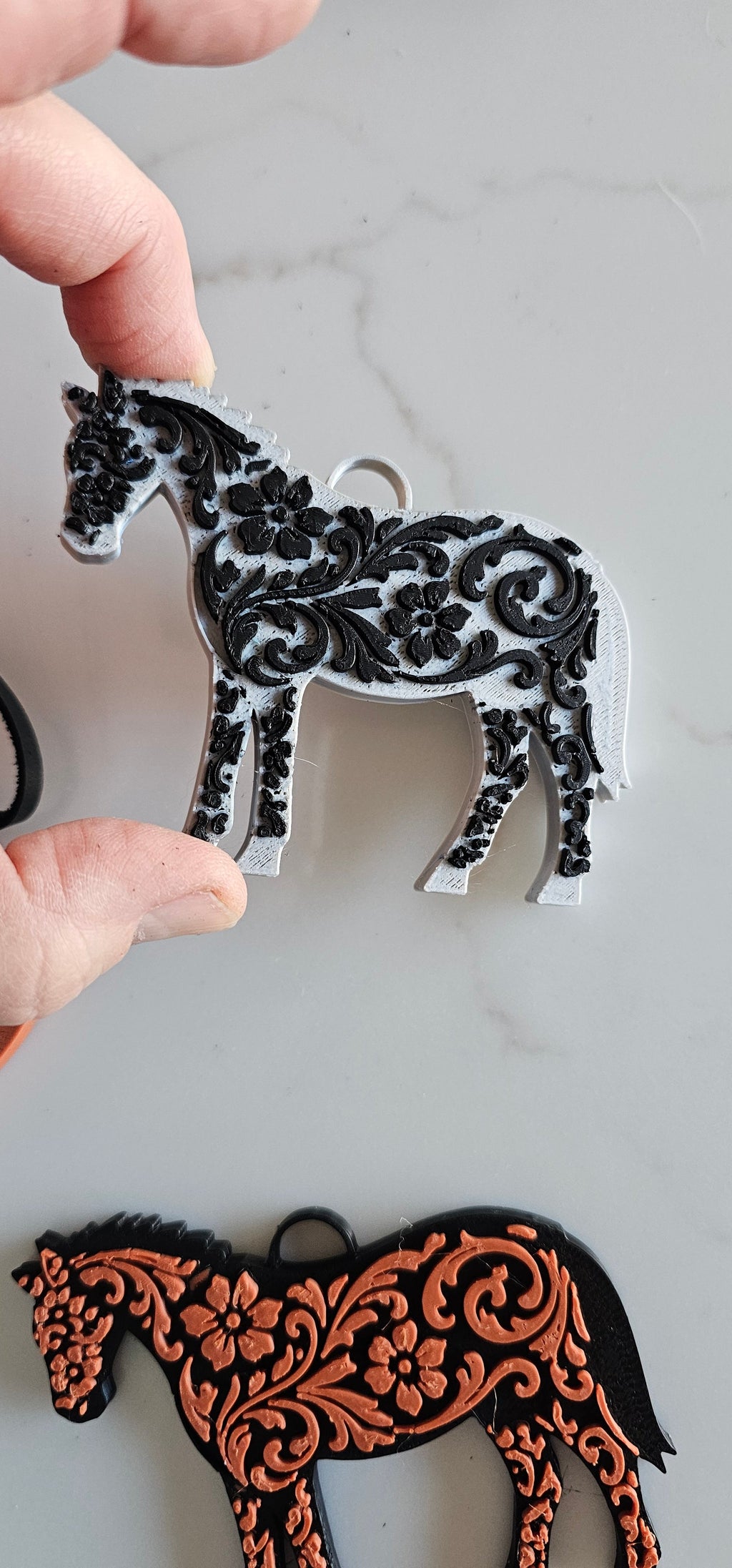 Baha Ranch 3D Print Floral Tooled Horse Charm or Keychain Made in America by Baha Ranch Western Wear - product image 7