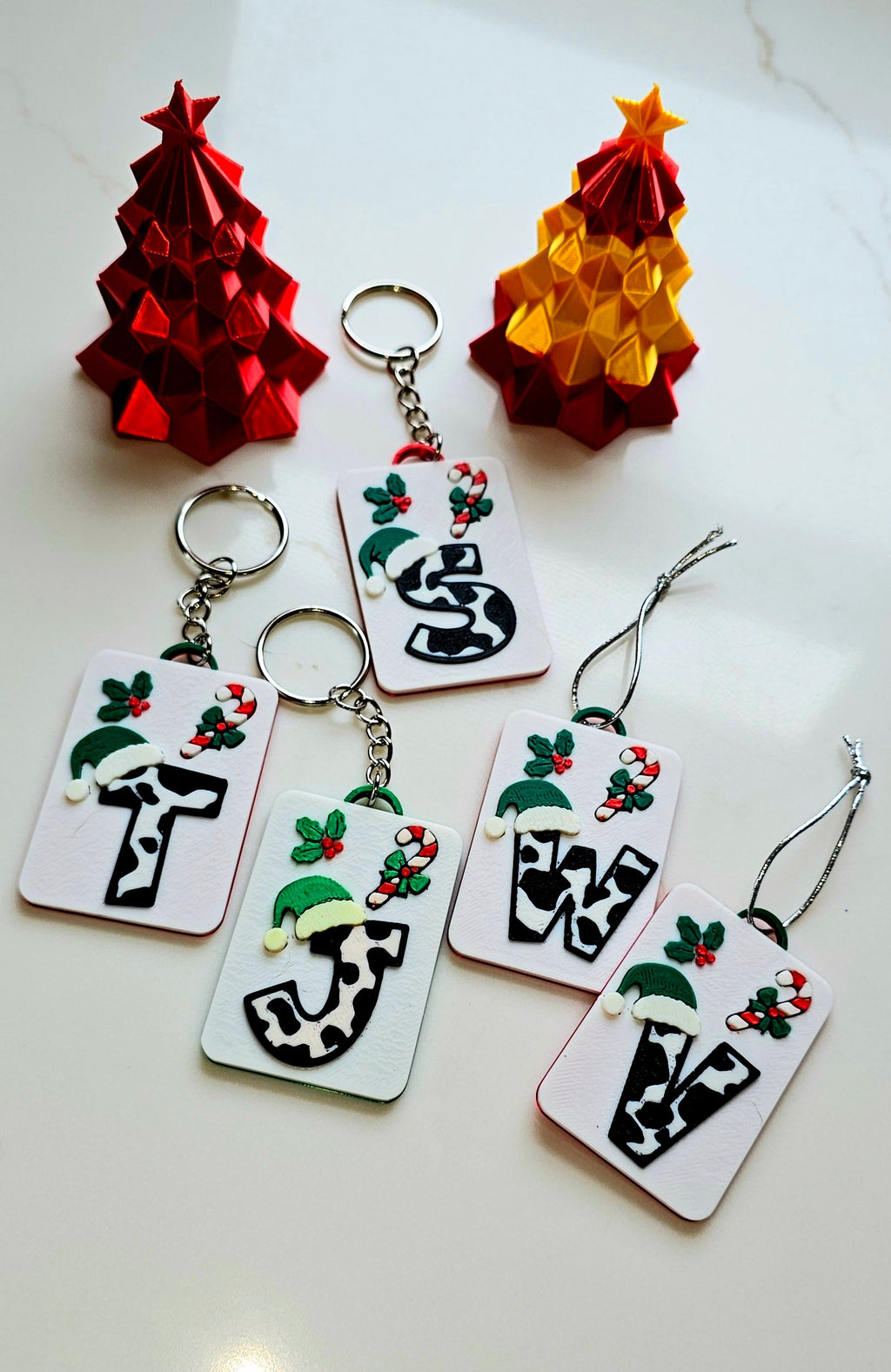 3D Print Christmas Personalized Initial - Keychain or Ornament - Made in America by Baha Ranch Western Wear - product image 4