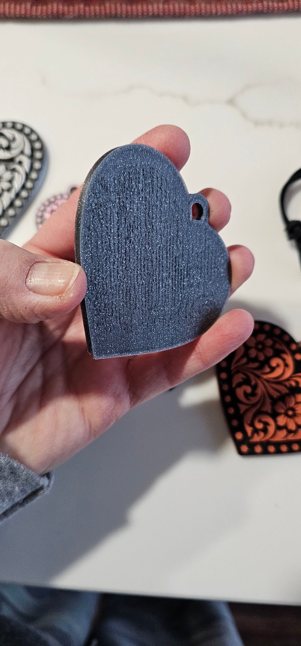 3d Printed Tooled Cowboy Cowgirl Heart Keychain or Purse Charm by Baha Ranch Western Wear - product image 6