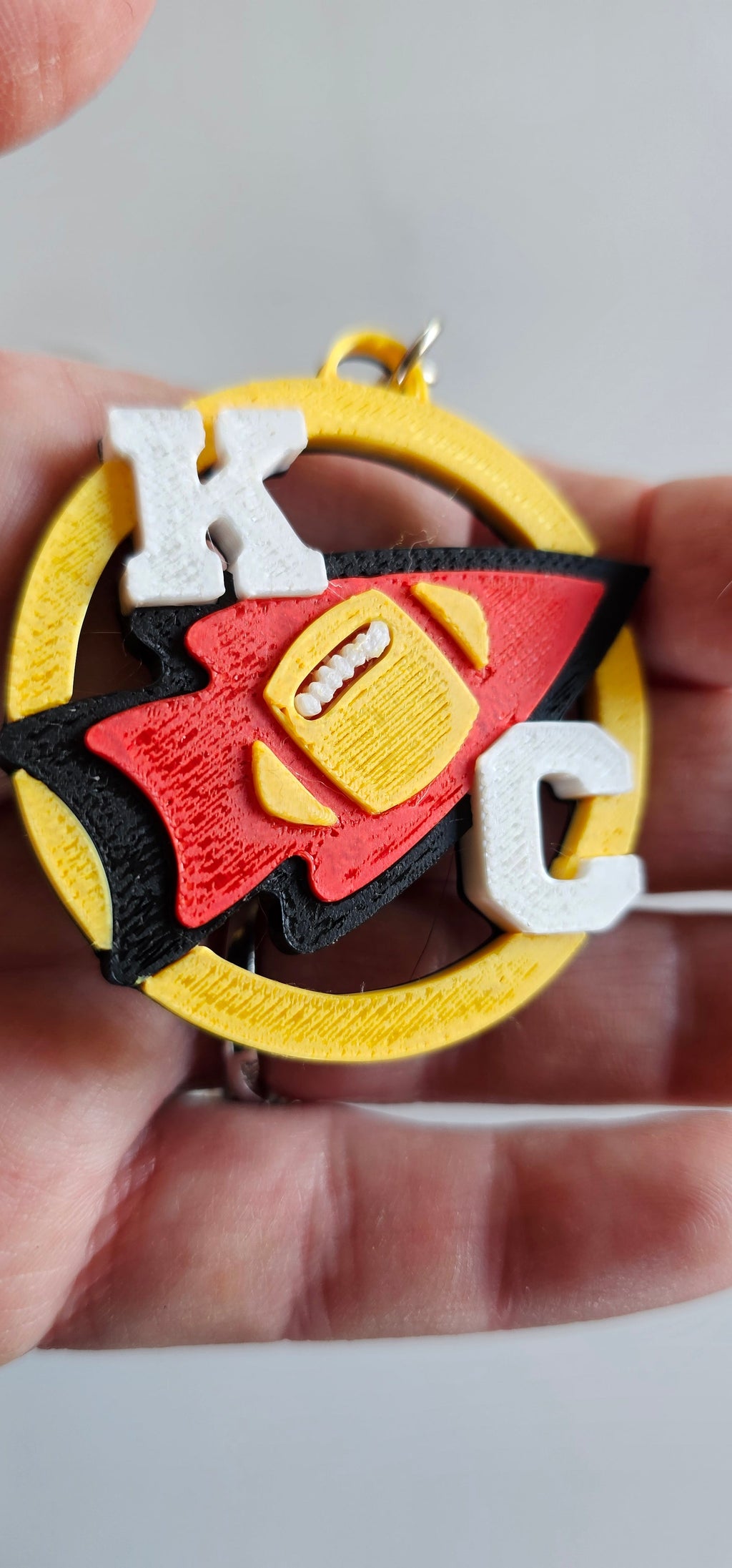3D Print Chiefs Earrings Keychain Red Kingdom Kansas City KC Football by Baha Ranch Western Wear - product image 4