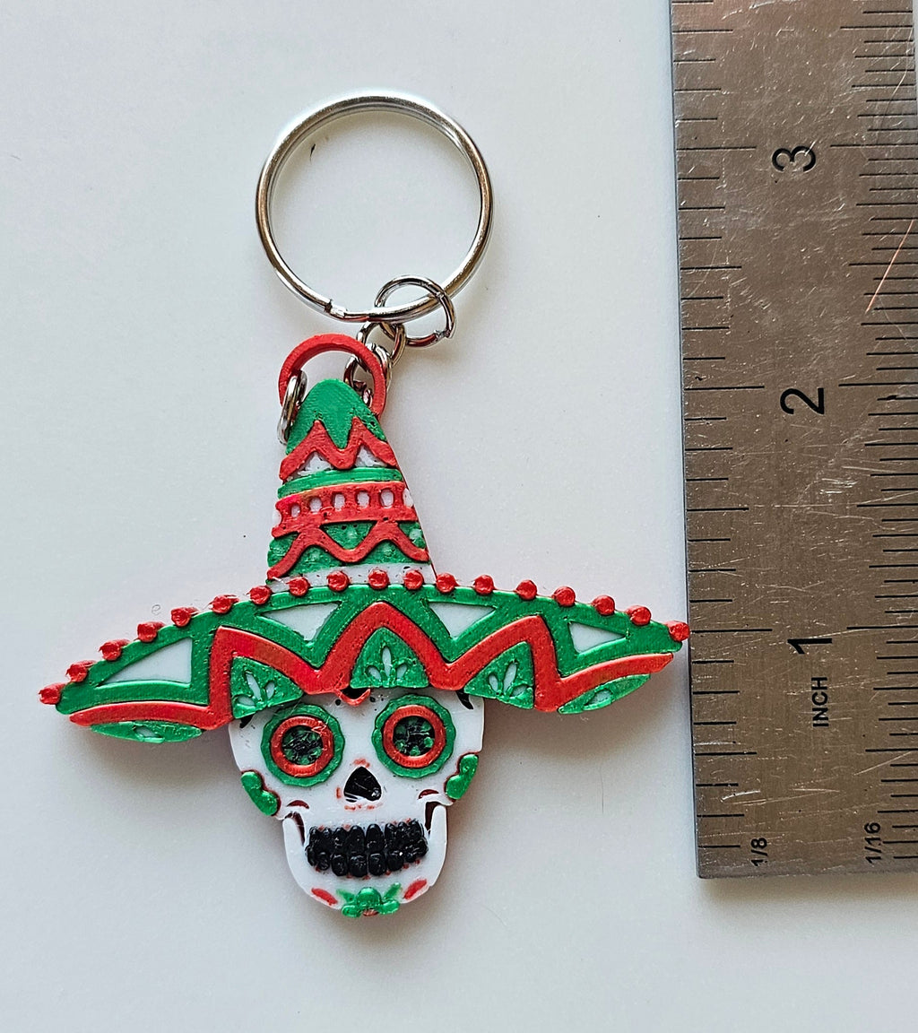 Choice of 3D print Keychains Mexico Cinco de Mayo Chili Sugar Skull Made in America by Baha Ranch Western Wear - product...