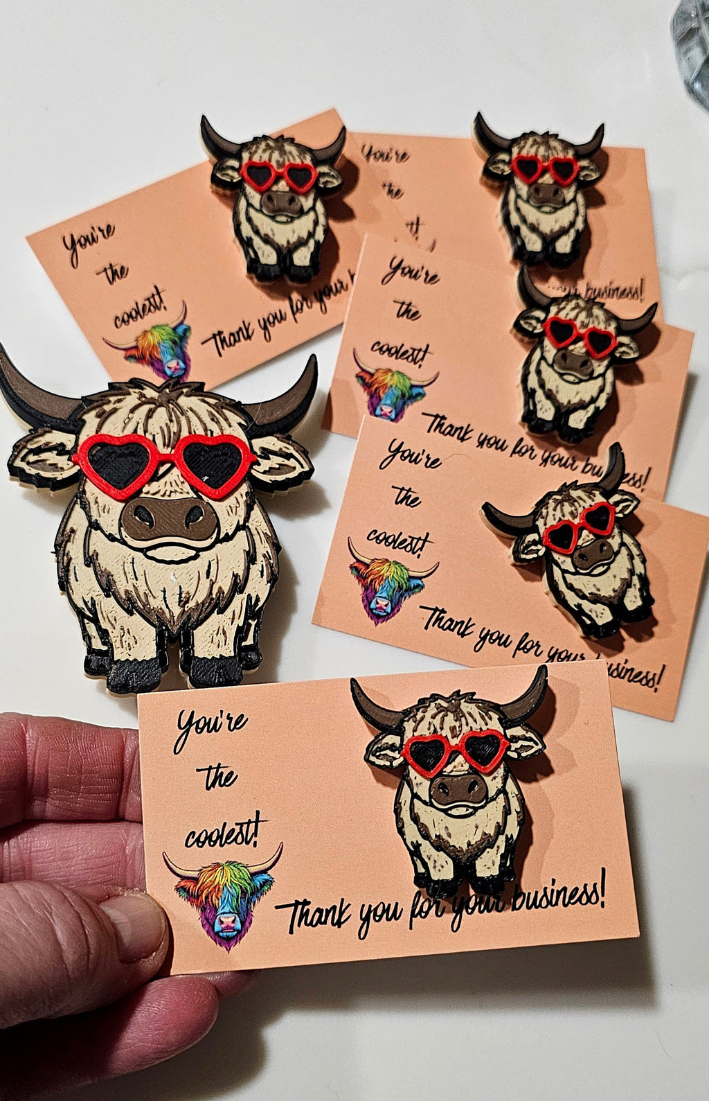 Bag of 25 -Boutique 3d Printed Package Inserts Cool Highland Cow Hat Pin Made in America by Baha Ranch Western Wear -...