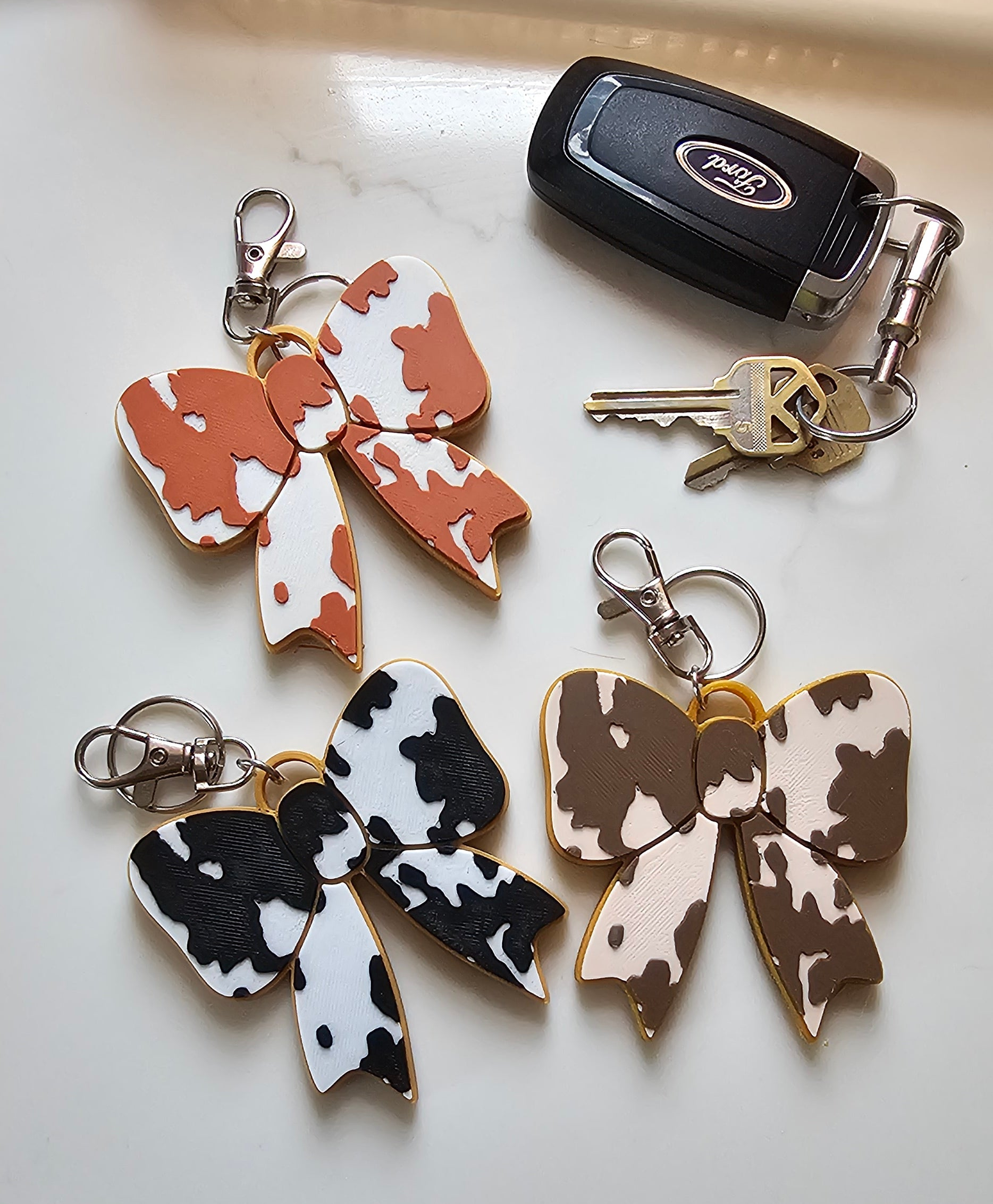 3d Print Puffy Bow Trend Keychain Fringe Cow Print Western Made in America by Baha Ranch Western Wear - product image 7