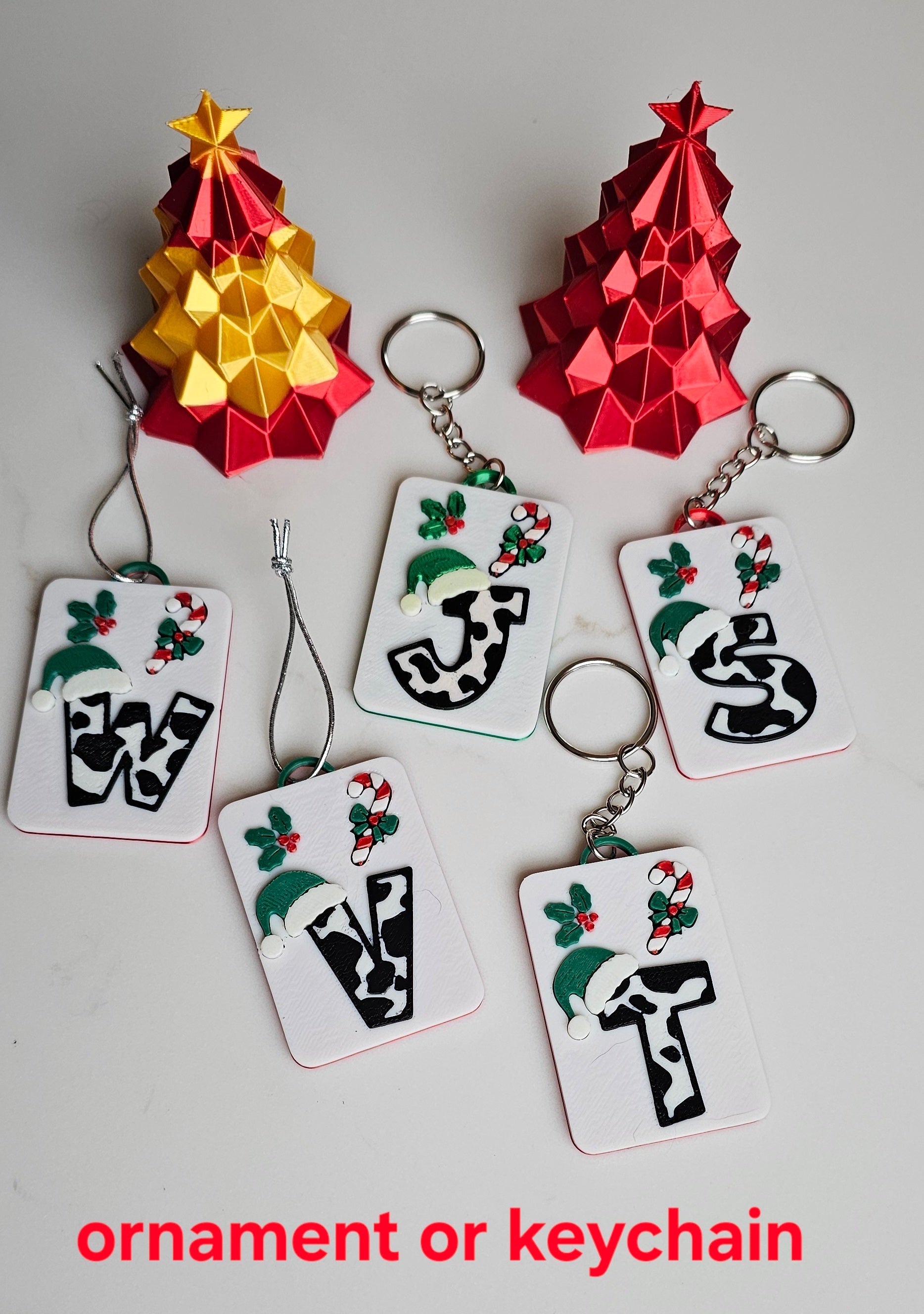 3D Print Christmas Personalized Initial - Keychain or Ornament - Made in America by Baha Ranch Western Wear - product image 2