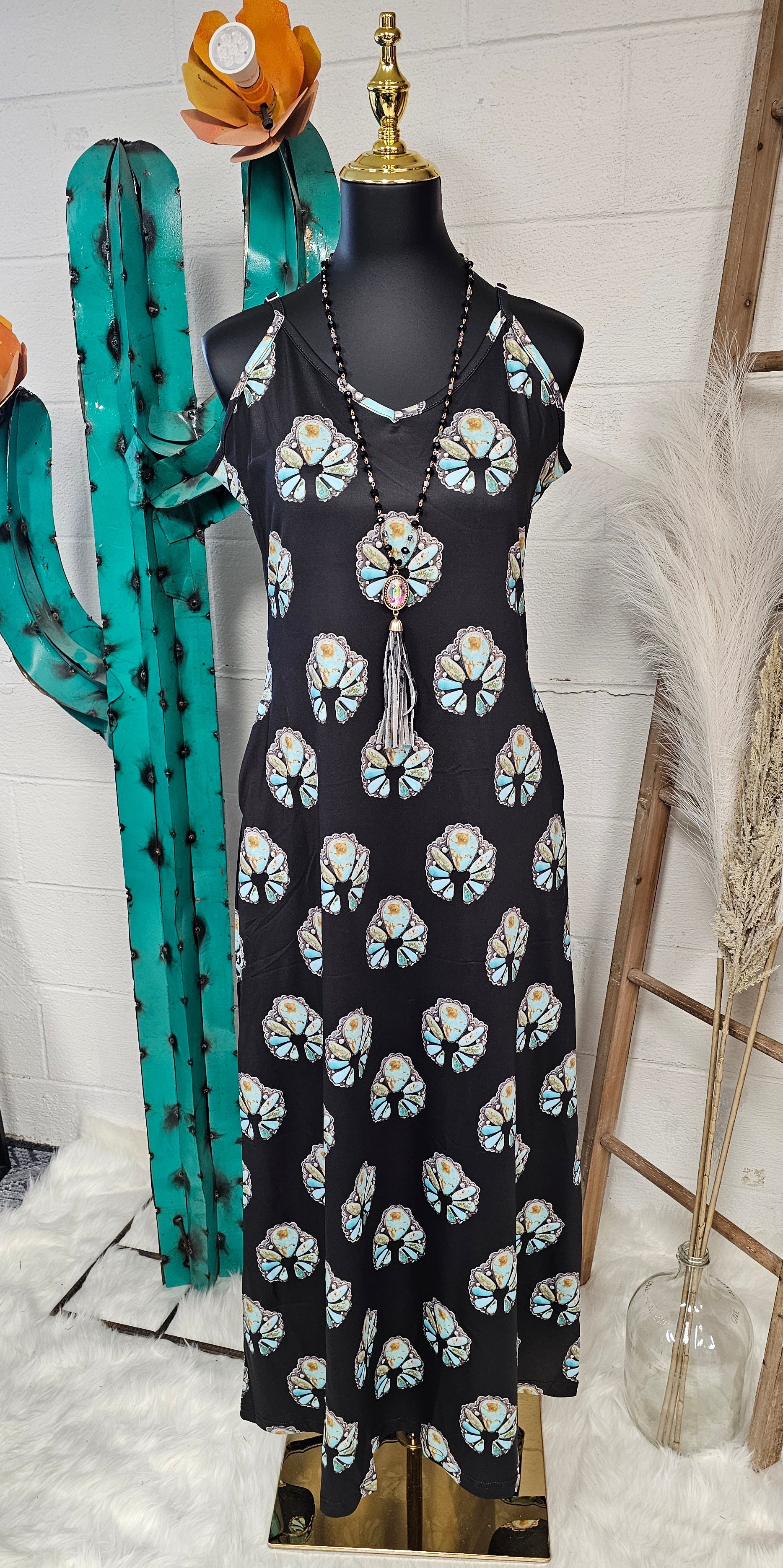 Baha Ranch Turquoise Naja Maxi Dress by Baha Ranch Western Wear