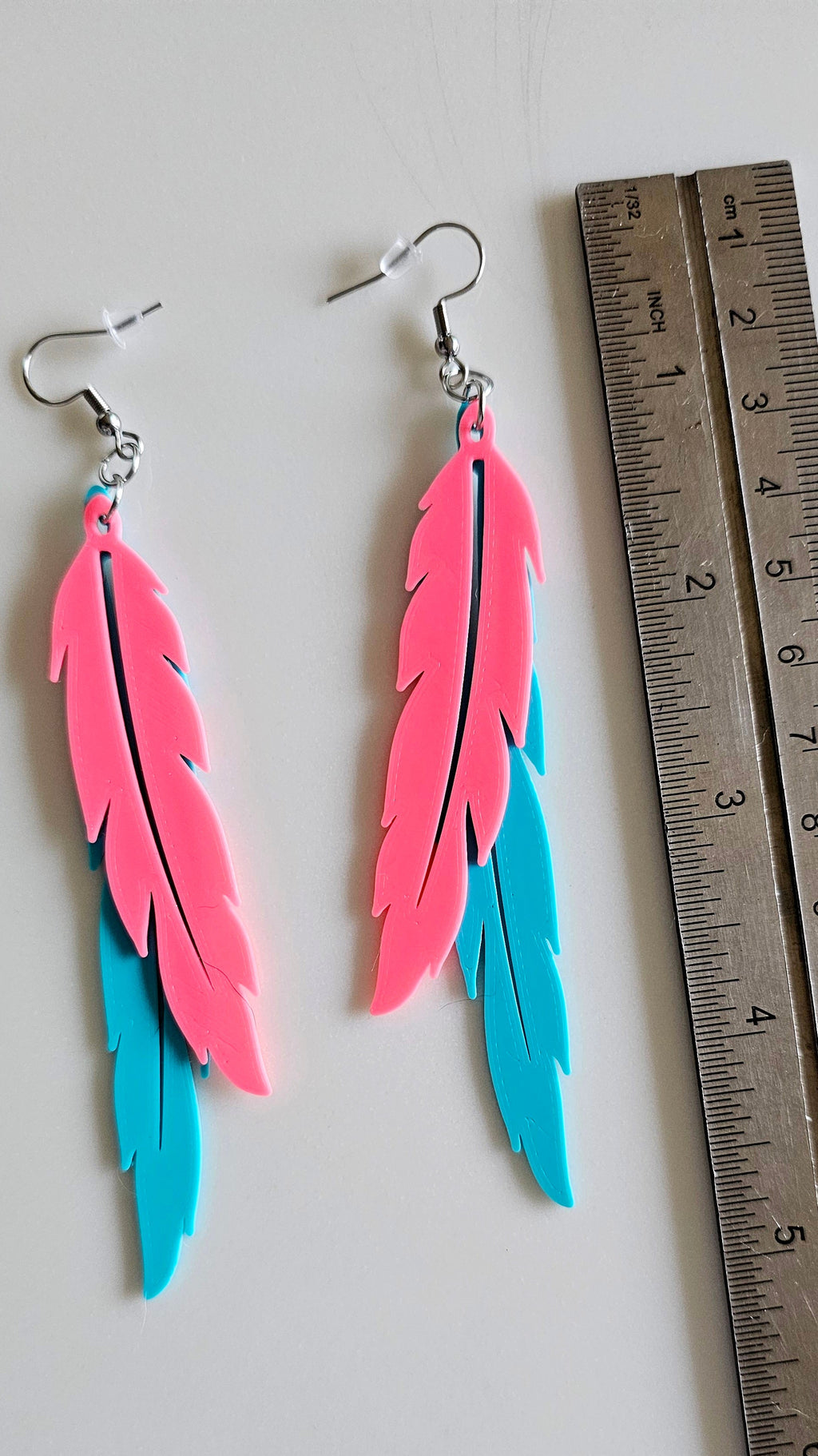 3D Print Double Feather Boho Earrings Made in America by Baha Ranch Western Wear - product image 3
