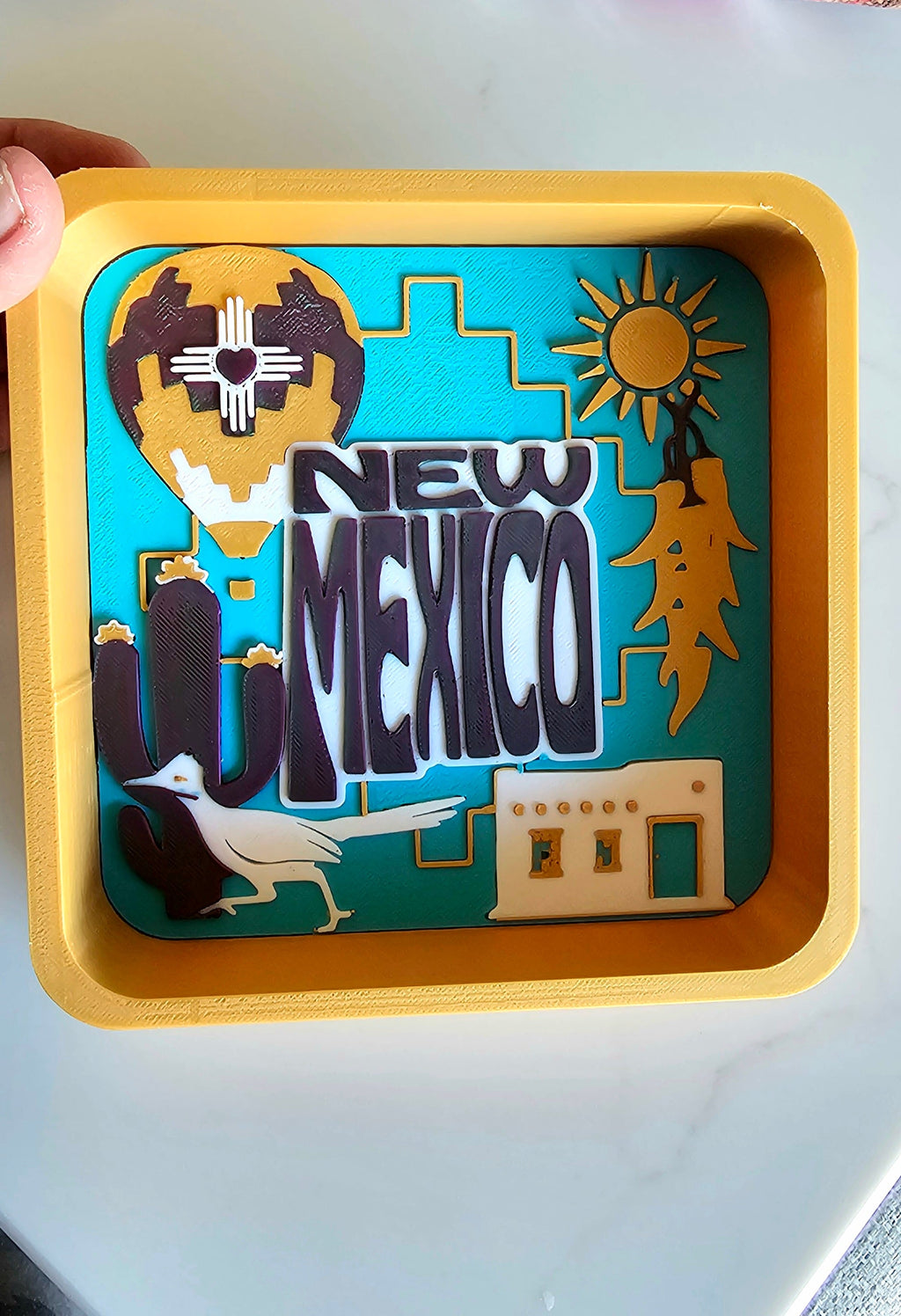Baha Ranch Zia Balloon Adobe Roadrunner New Mexico 3D Accessory Tray Made in America by Baha Ranch Western Wear