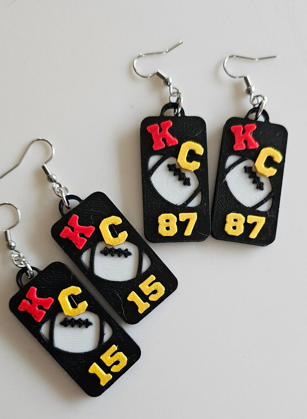 3D Print KC Chiefs Player Number Football Earrings choice of number by Baha Ranch Western Wear - product image 5