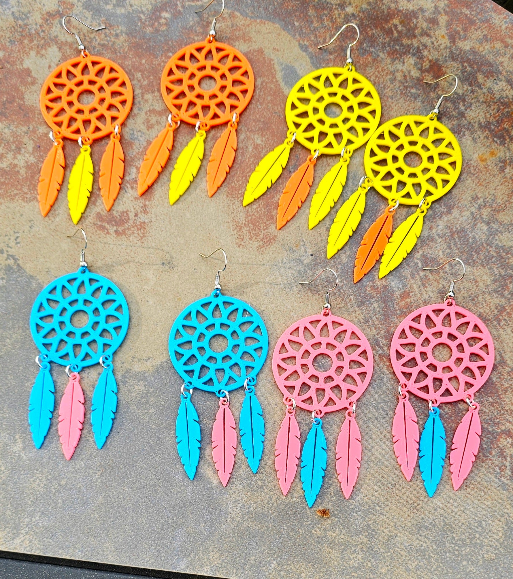 3D Print Dreamcatcher Boho Earrings Choice of Colors Made in America by Baha Ranch Western Wear