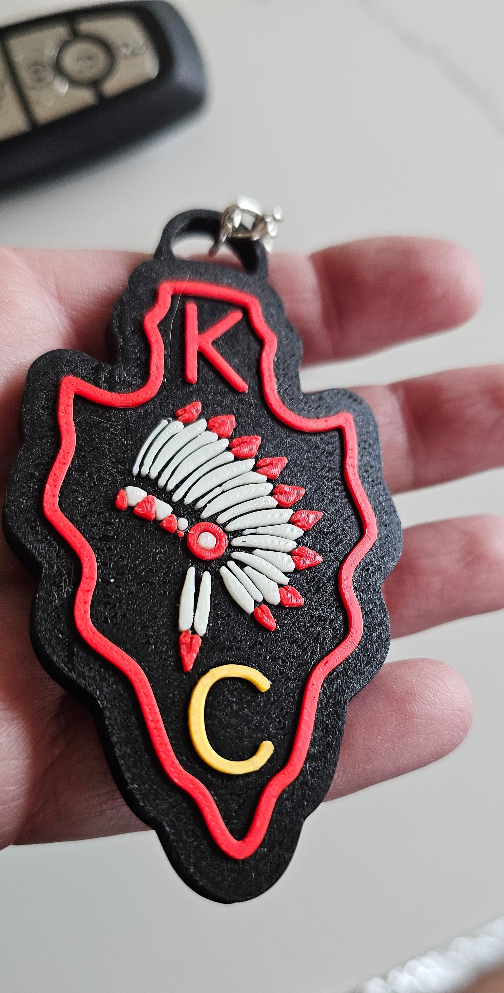 3D Print Chiefs Arrowhead Kc Kansas City Football Keychain Made in America by Baha Ranch Western Wear - product image 3