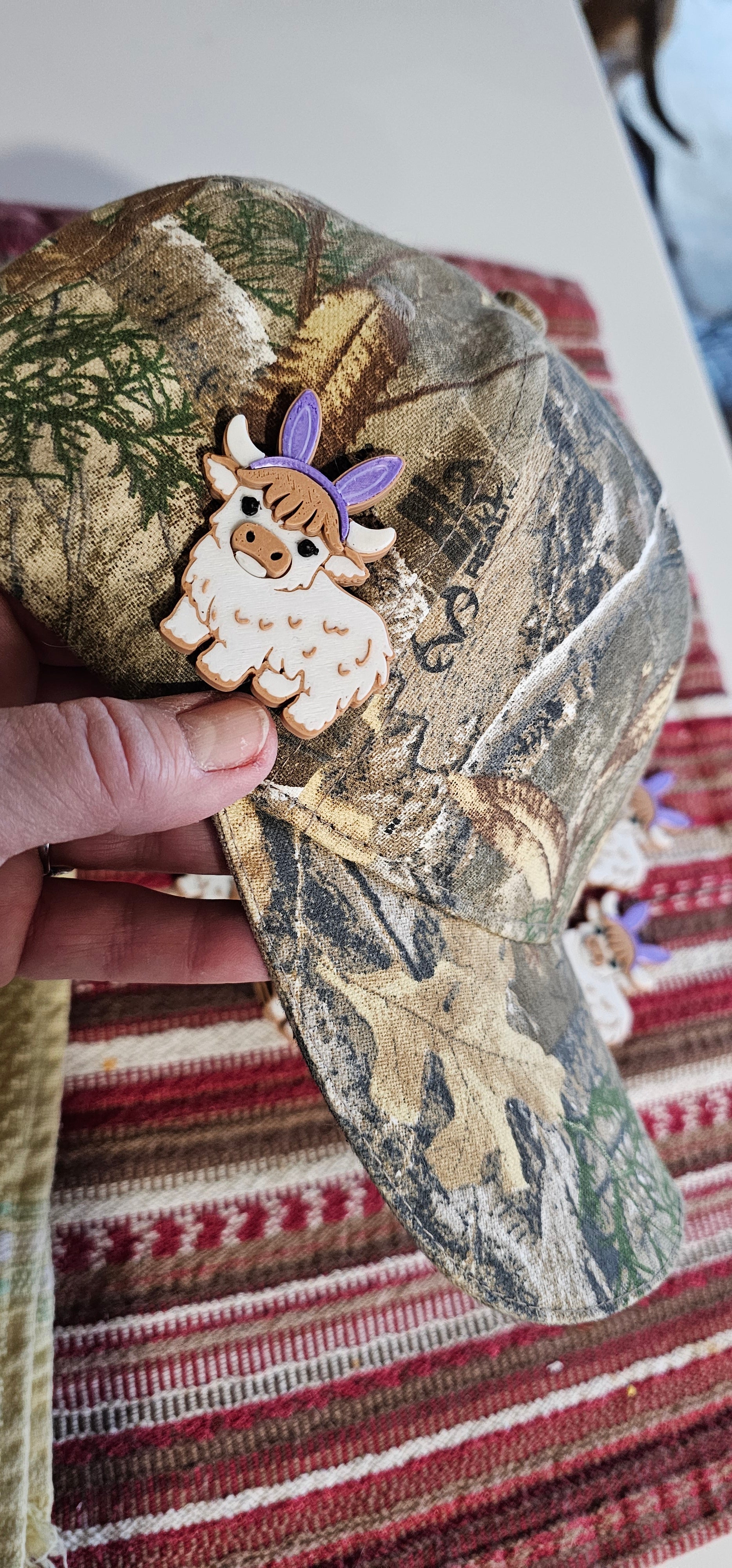 3d Easter Highland Cow Bunny Hat Pin by Baha Ranch Western Wear - product image 2